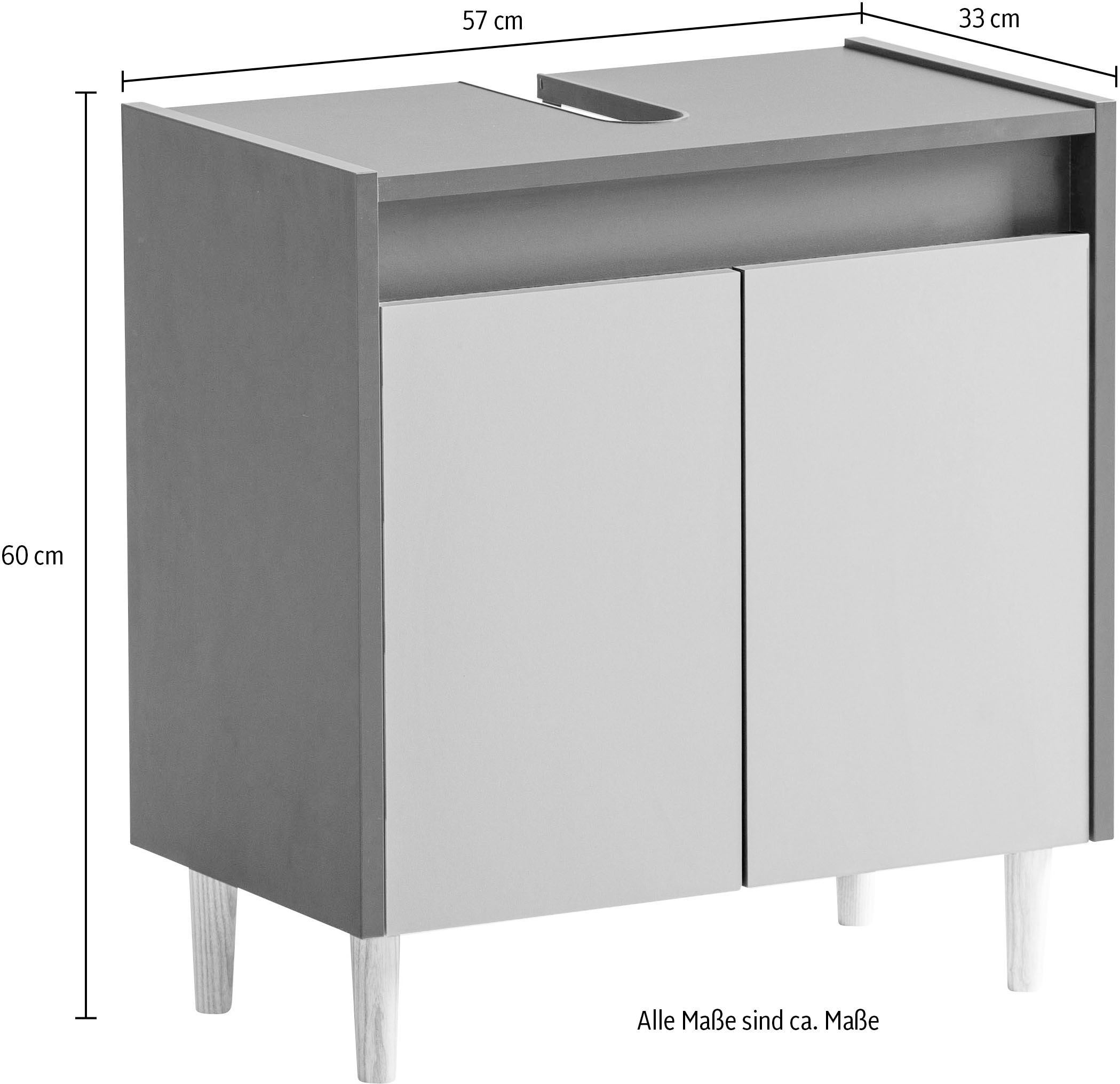 Schildmeyer Waschbeckenunterschrank »Lovis, Breite 56 cm«, Metallbeschläge, Möbelfüße aus Massivholz