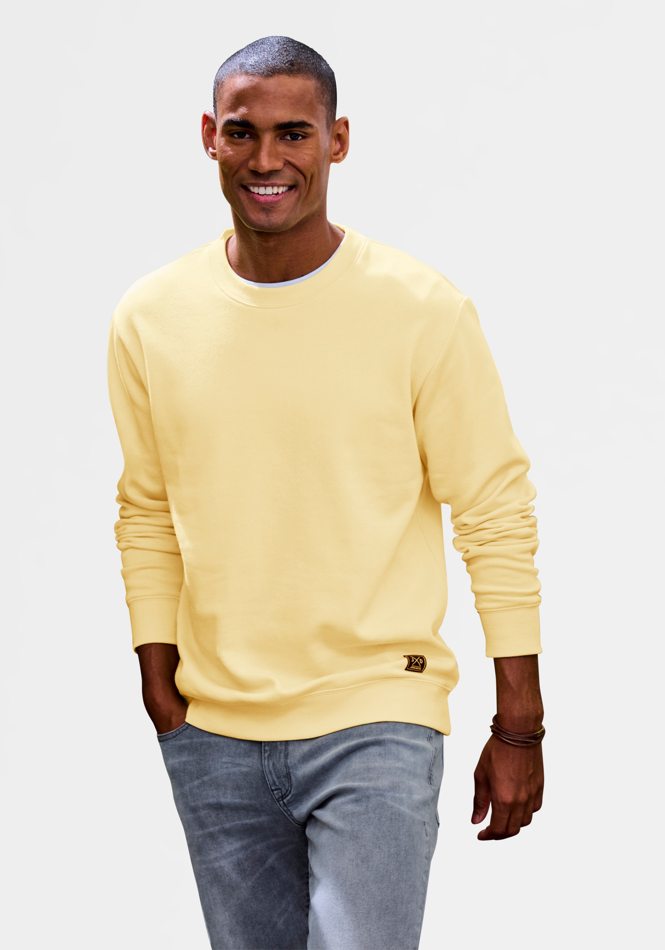 John Devin Sweatshirt, Langarm, Pullover mit Rundhals, Baumwollmischung