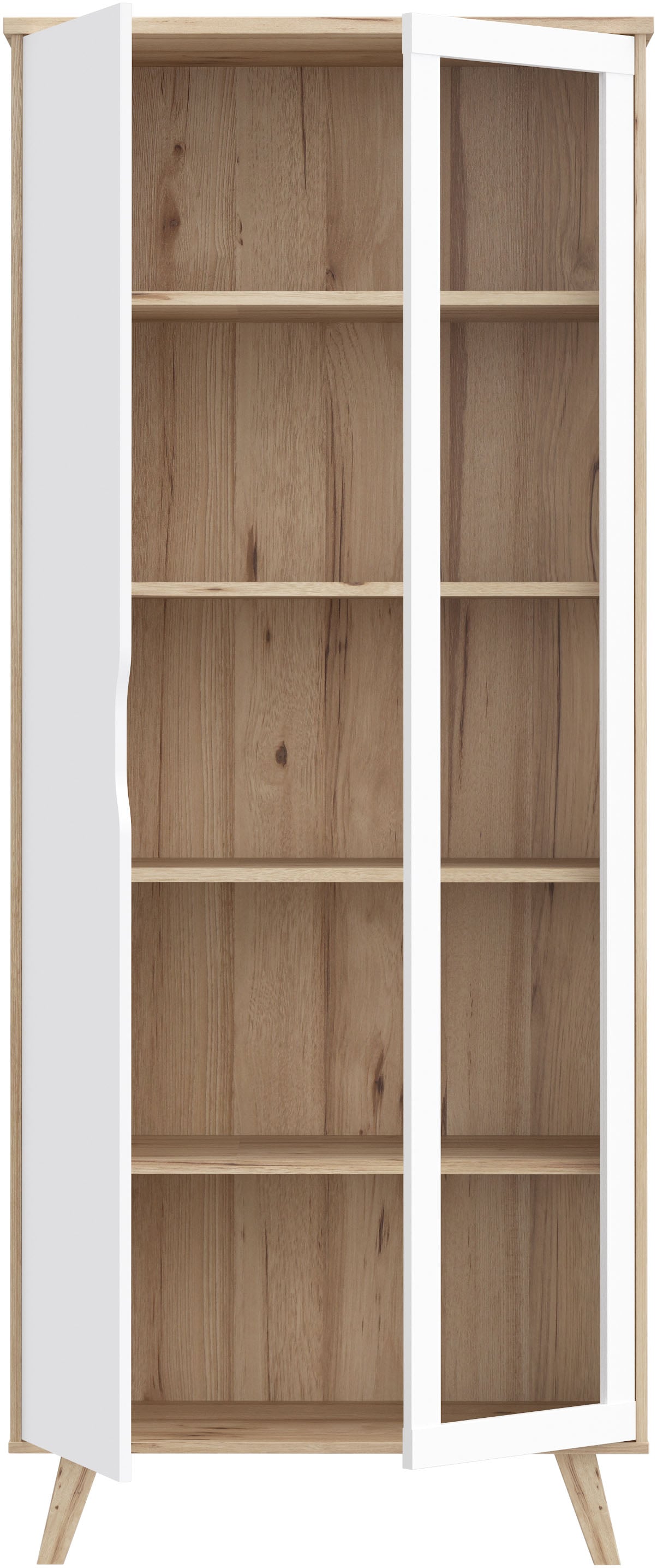 FORTE Vitrine »Vankka Stauraumvotrine«, (B/H/T 84,7/201,5/41,7 cm), Glastüre, Grifflos, zeitloses Design