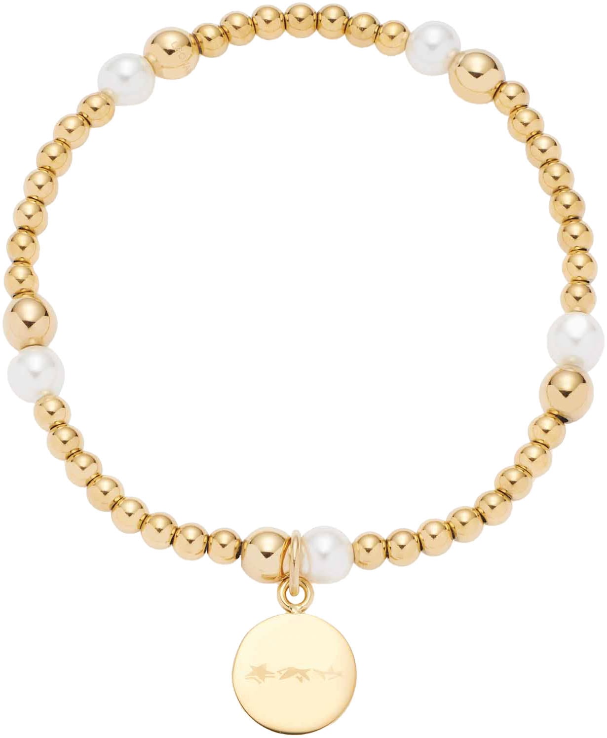 Armband LEONARDO "Mathilde", gold (gelbgoldfarben, weiß), Armbänder, Damen, 18,5cm, Edelstahl Perlen Polyurethan, Edelstahl, Perlen, Polyurethan, Armband, mit Perle (imitiert)