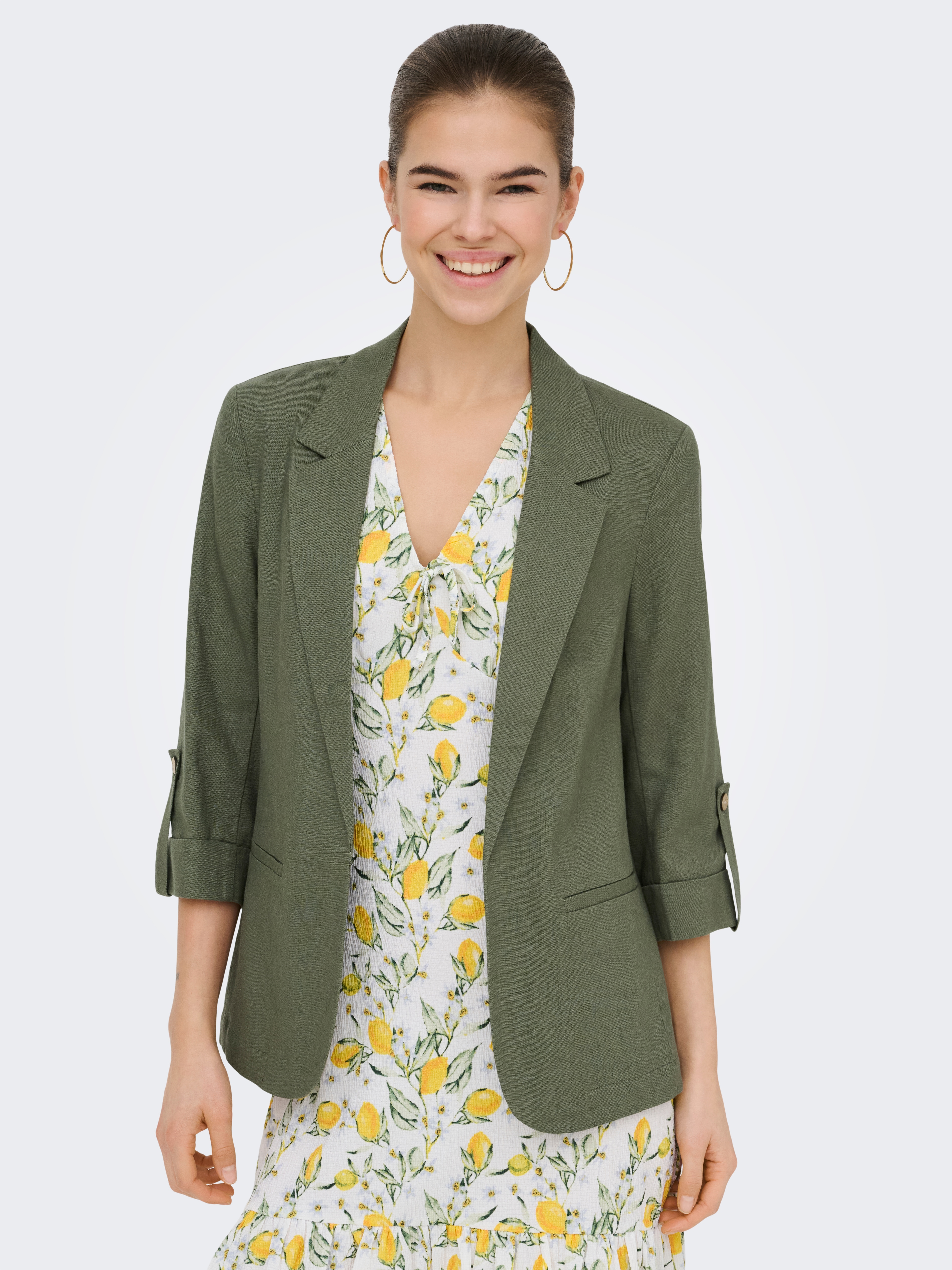 ONLY Kurzblazer "ONLGOA 3/4 UNLINE LINEN BL BLAZER CC TLR" mit Leinen