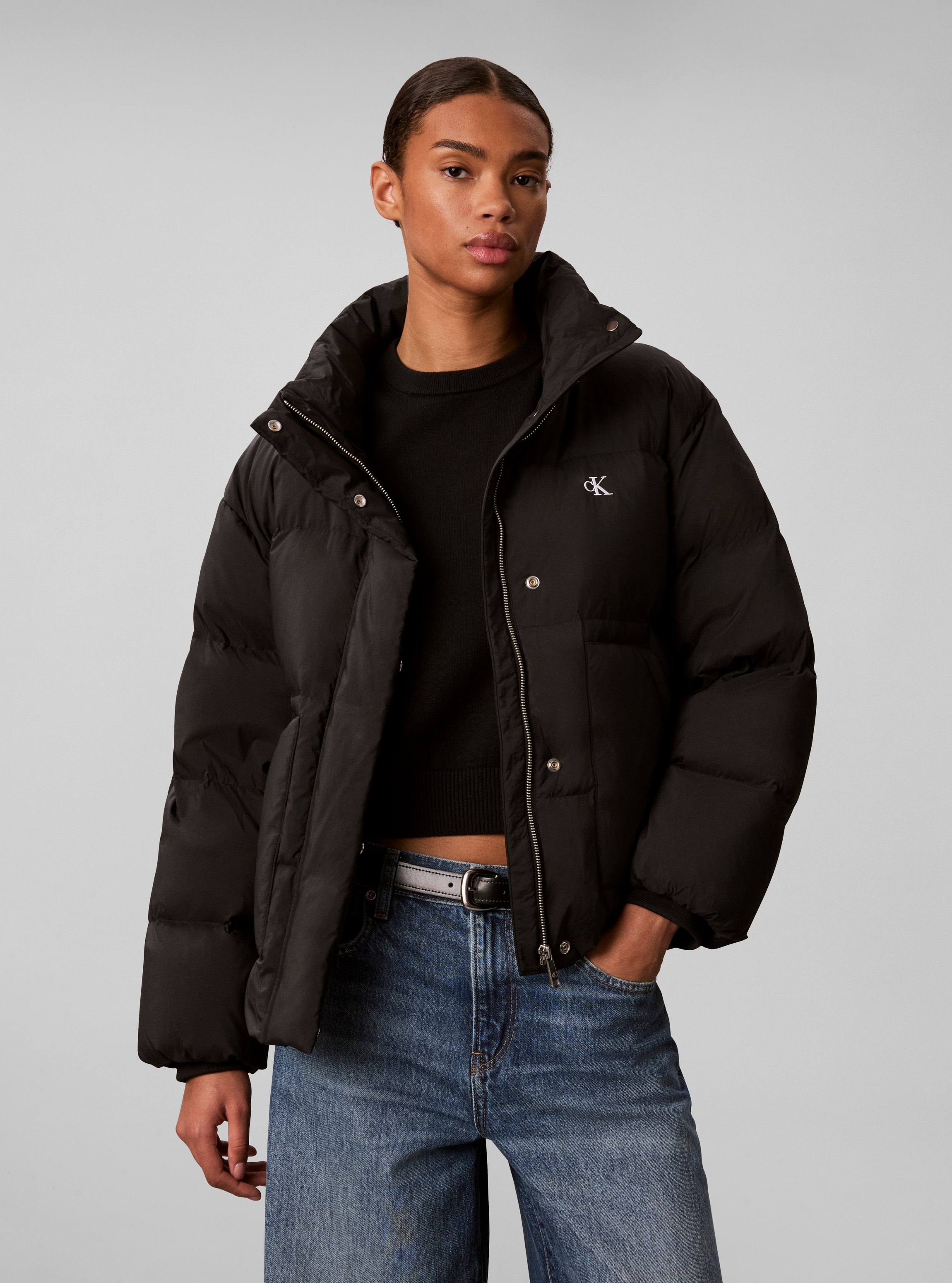 Calvin Klein Jeans Steppjacke »RELAXED STAND COLLAR DOWN« ohne Kapuze Regular fit mit Stehkragen
