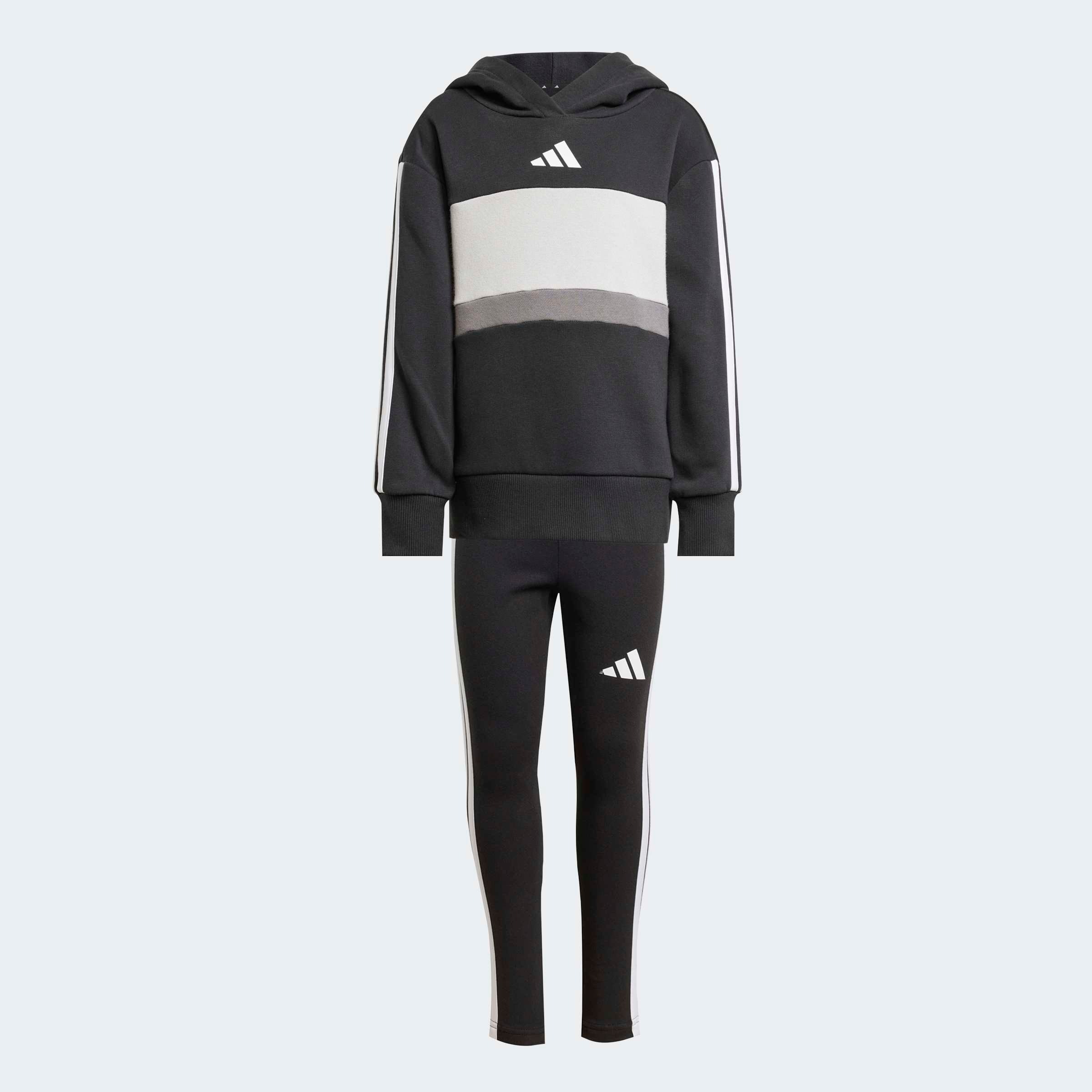 Adidas Survêtement Seasonal Essentials Tiberio 3 Stripes Fleece Leggings Black / White / Grey Two 7-8 Années Filles 3