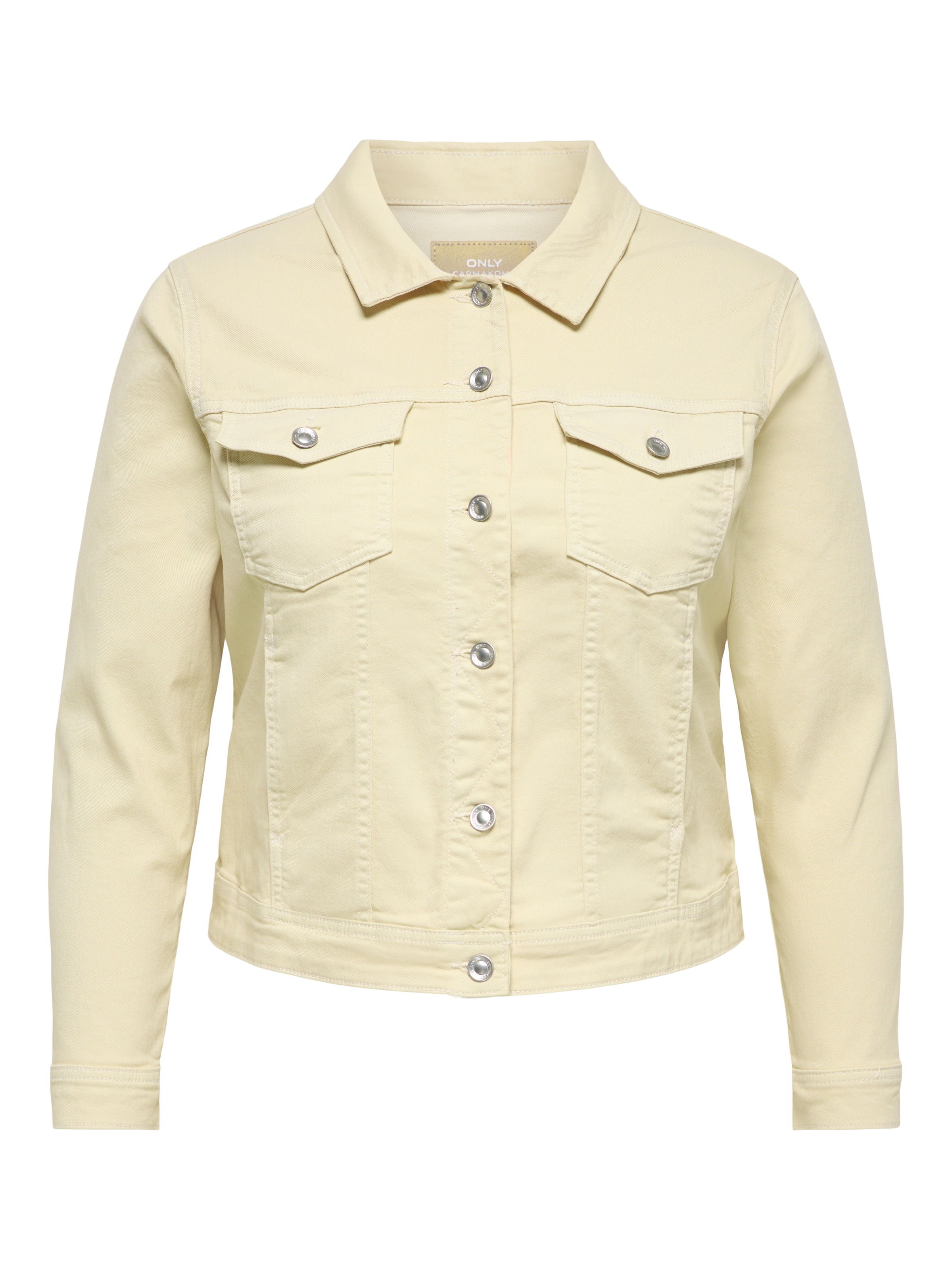 Jeansjacke ONLY CARMAKOMA "CARWESPA COLOUR DENIM JACKET DNM", Damen, Gr. 48, ecru, Web, Obermaterial: 79% Baumwolle, 20% Polyester, 1% Elasthan, unifarben, regular fit normal, Jacken Jeansjacke 2