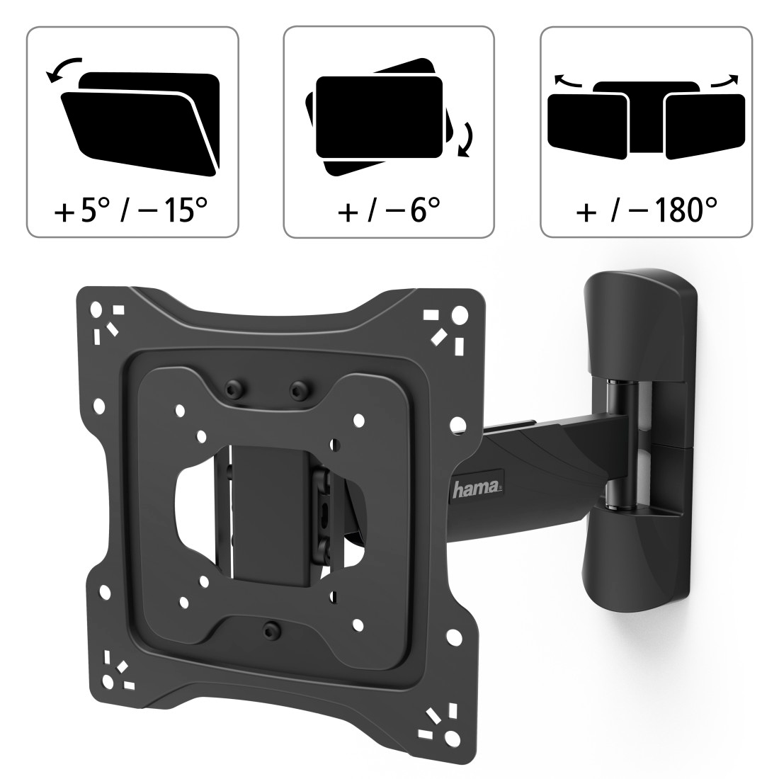 Hama TV-Wandhalterung »Wandhalterung (schwenkbar, neigbar,19"-48", VESA 200x200)«, bis 122 cm Zoll, mit Diebstahlschutz