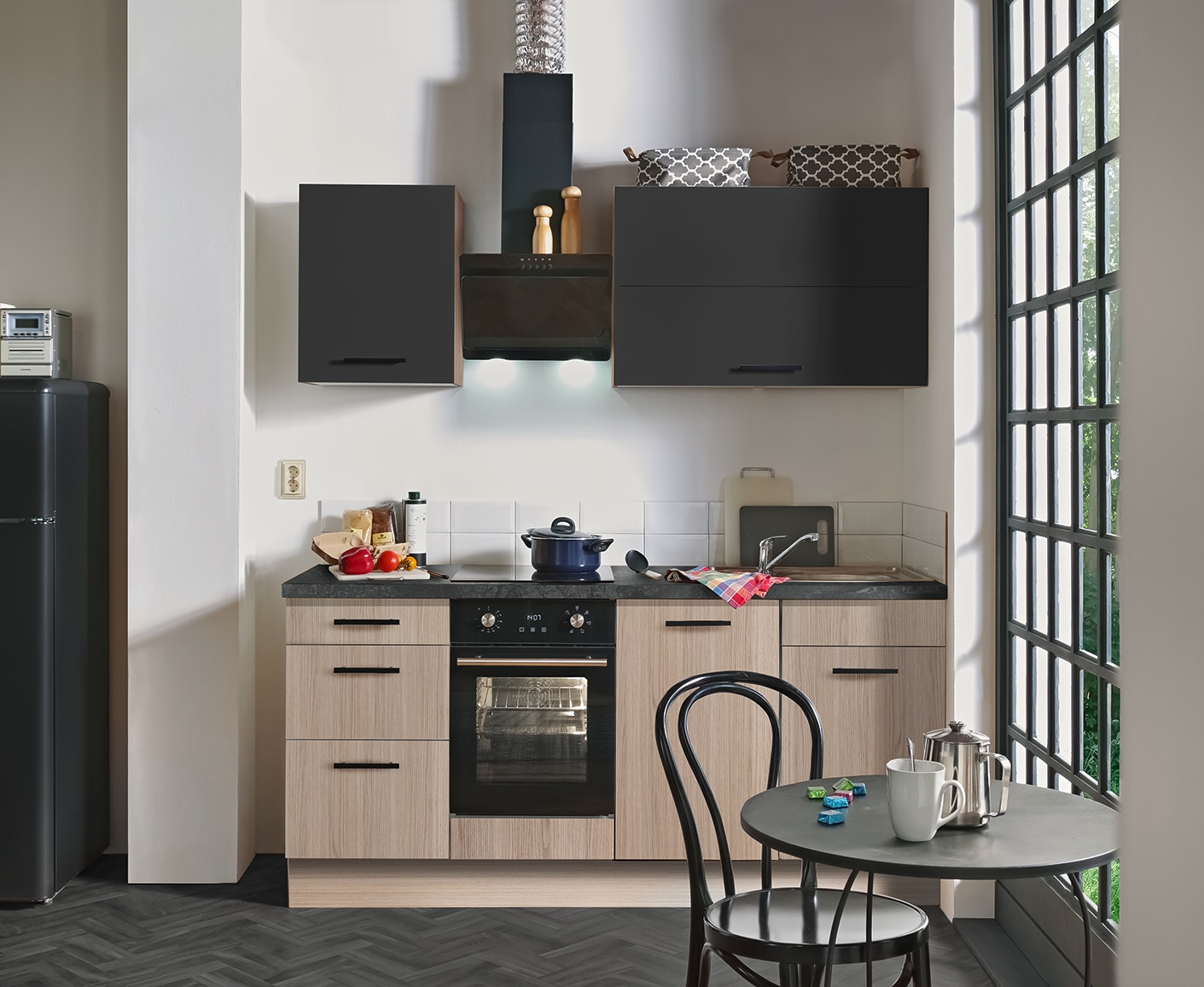 wiho Küchen Küchenzeile »Fortyfive, Breite 180 cm,« Soft-Close-Funktion in Schubkästen & Auszügen, höhenverstellbare Füße
