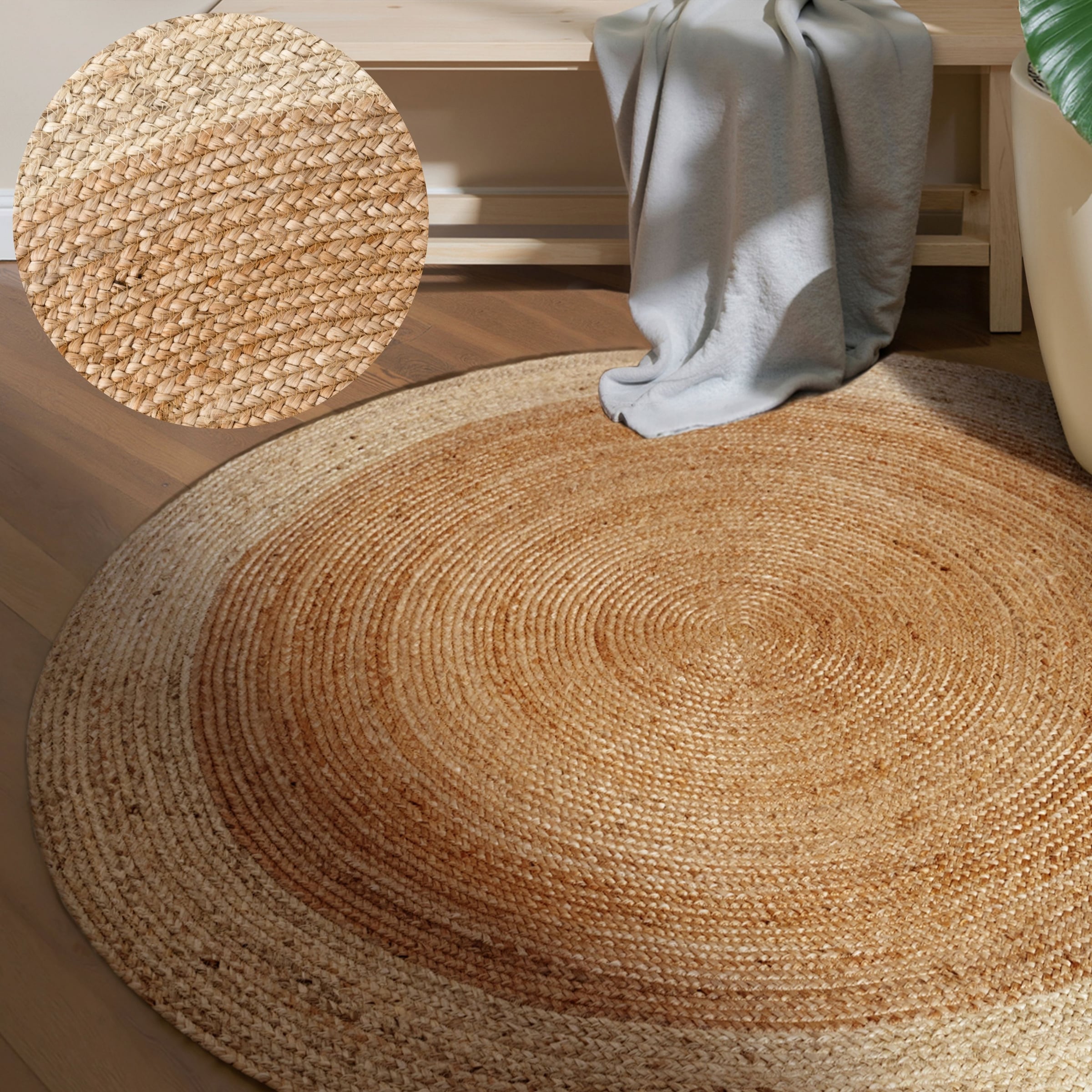 HANSE Home Teppich "Looma Juteteppich" rund 9 mm Höhe 100% Jutefaser, Natur, Wohnzimmer, Esszimmer, Flur, Boho, Skandi