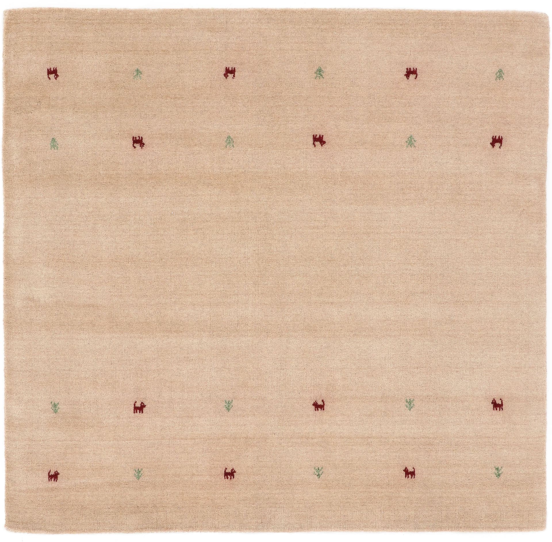carpetfine Wollteppich »Gabbeh-Uni«, quadratisch, 15 mm Höhe, reine Wolle, handgewebt, Gabbeh Loom Tiermotiv, Sonderform Quadrat