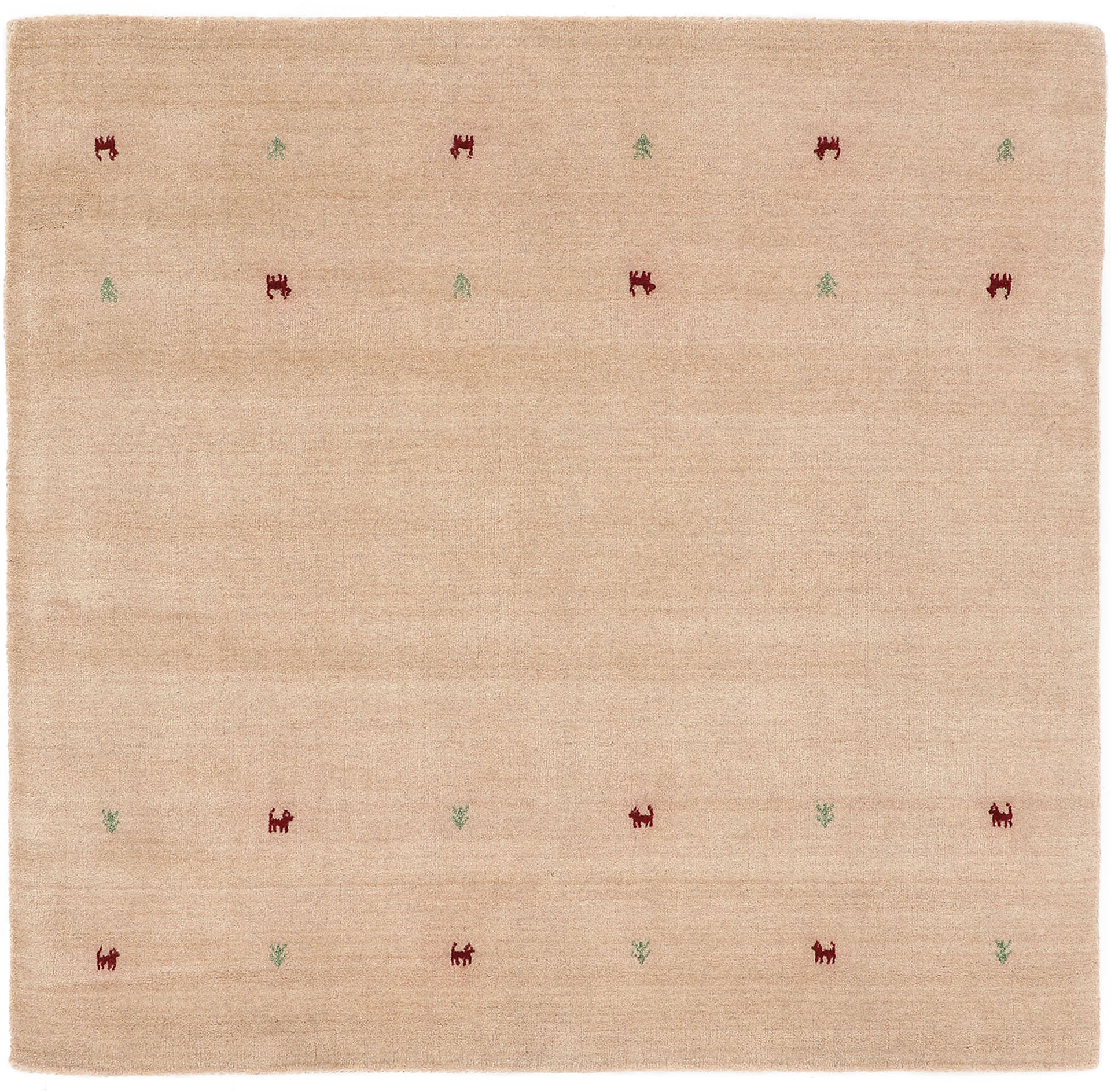 Thumbnail - carpetfine Wollteppich "Gabbeh-Uni", quadratisch, 15 mm Höhe, reine Wolle, handgewebt, Gabbeh Loom Tiermotiv, Sonderform...