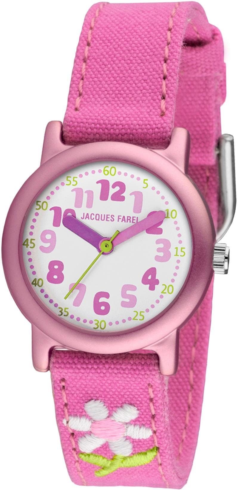Jacques Farel Quarzuhr »ORG 1111«, Armbanduhr, Kinderuhr, Mädchenuhr, Blume, ideal auch als Geschenk