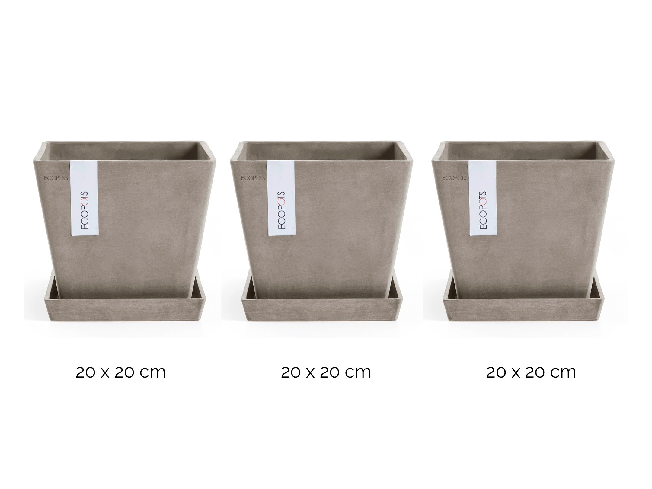 ECOPOTS Blumentopf »Rotterdam«, (Set, 3 St.), mit passenden Untersetzern