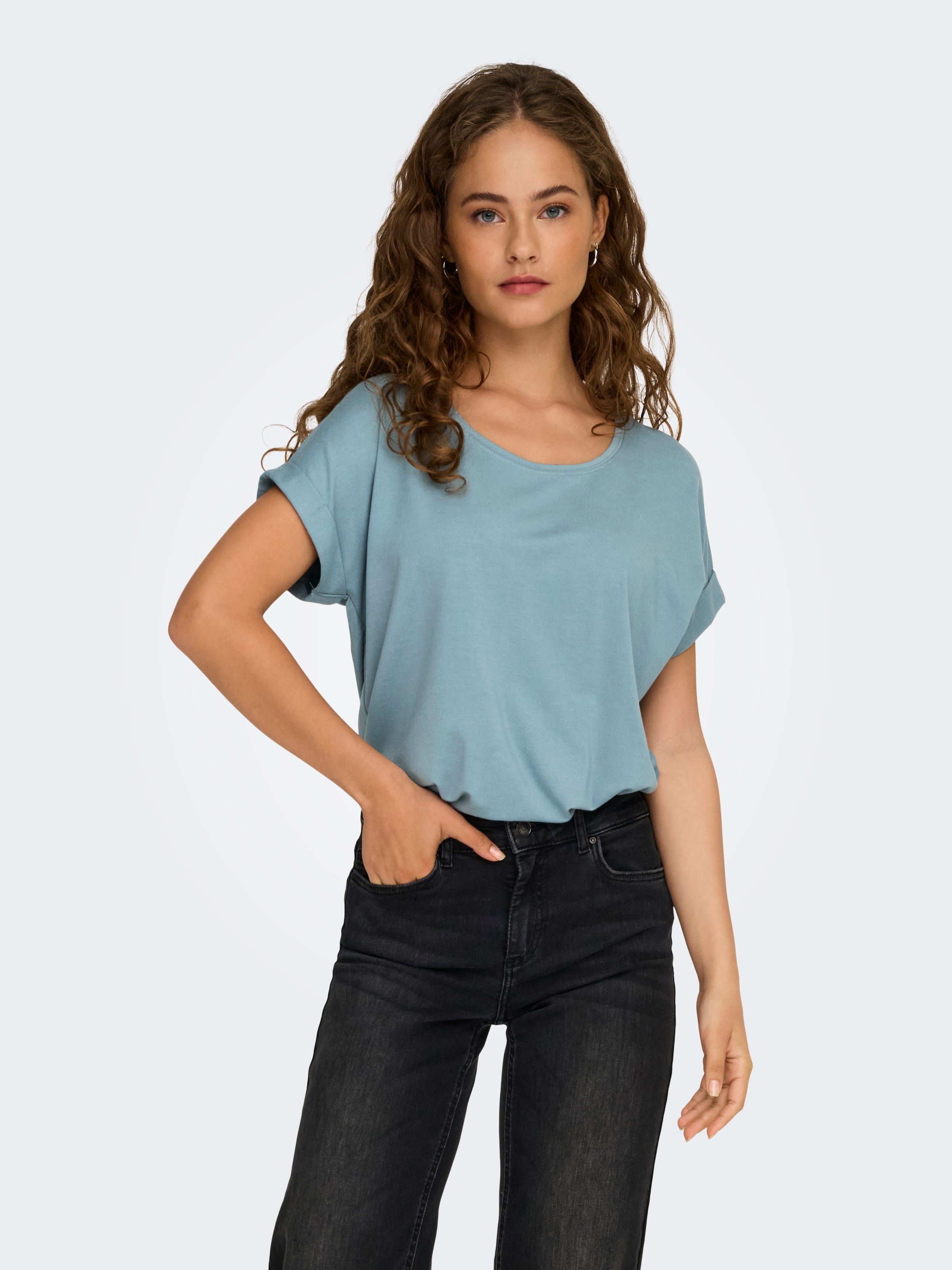 ONLY T-Shirt "ONLMOSTER – Kurzarmshirt mit Aufschlag und klassischem Look" günstig online kaufen