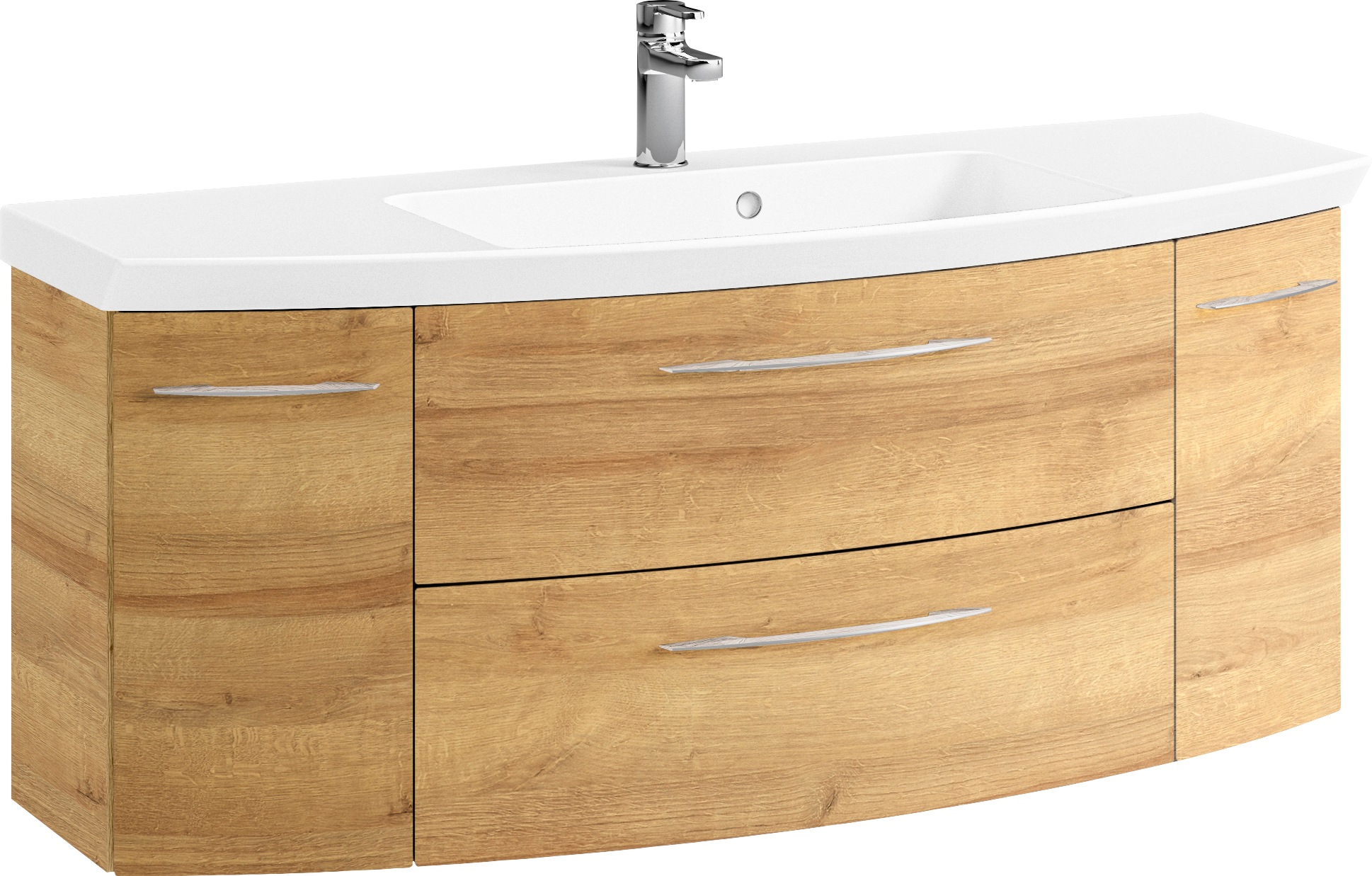 Saphir Badmöbel-Set »Cassca Sprint 3-teilig Mineralmarmor-Waschtisch mit LED-Spiegelschrank«, (4 St.), Unterschrank, inkl. Türdämpfer, 6 Türen, 3 Schubladen
