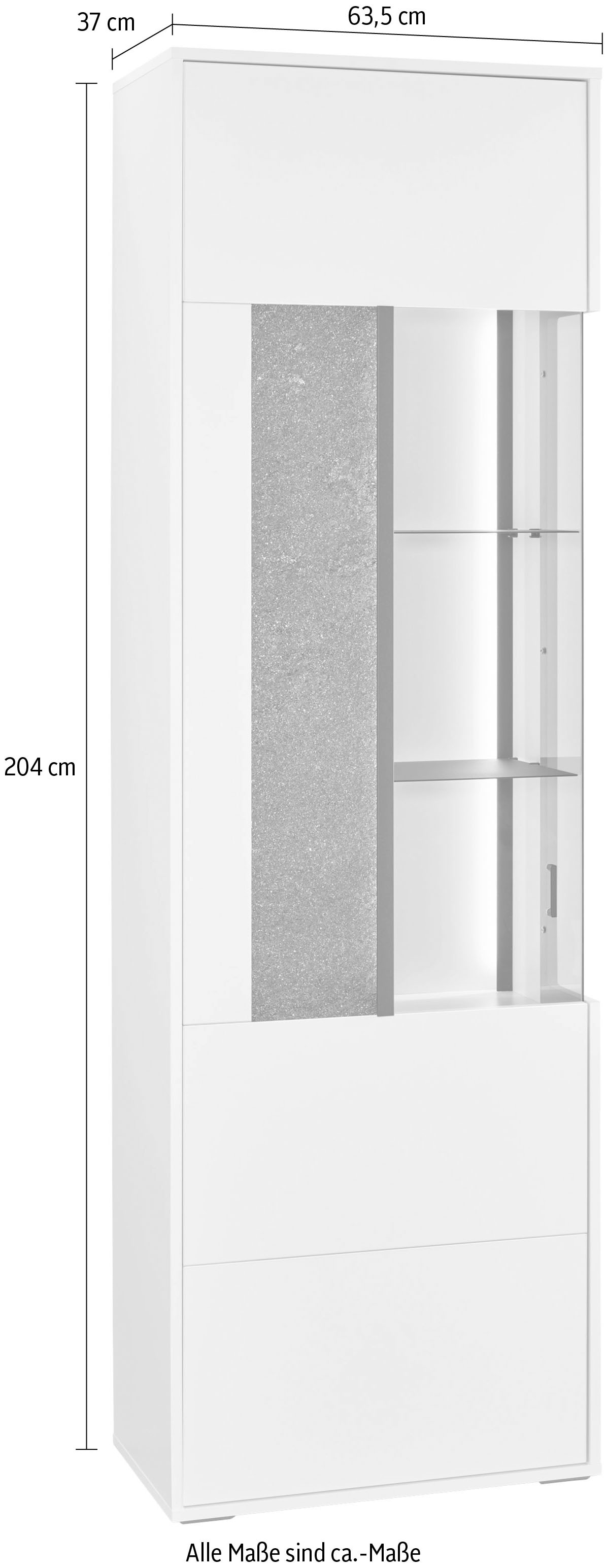 set one by Musterring Vitrine »Deltona«, mit Sandsteinelement, inkl. Beleuchtung, zwei Farben, B64 x H204 cm