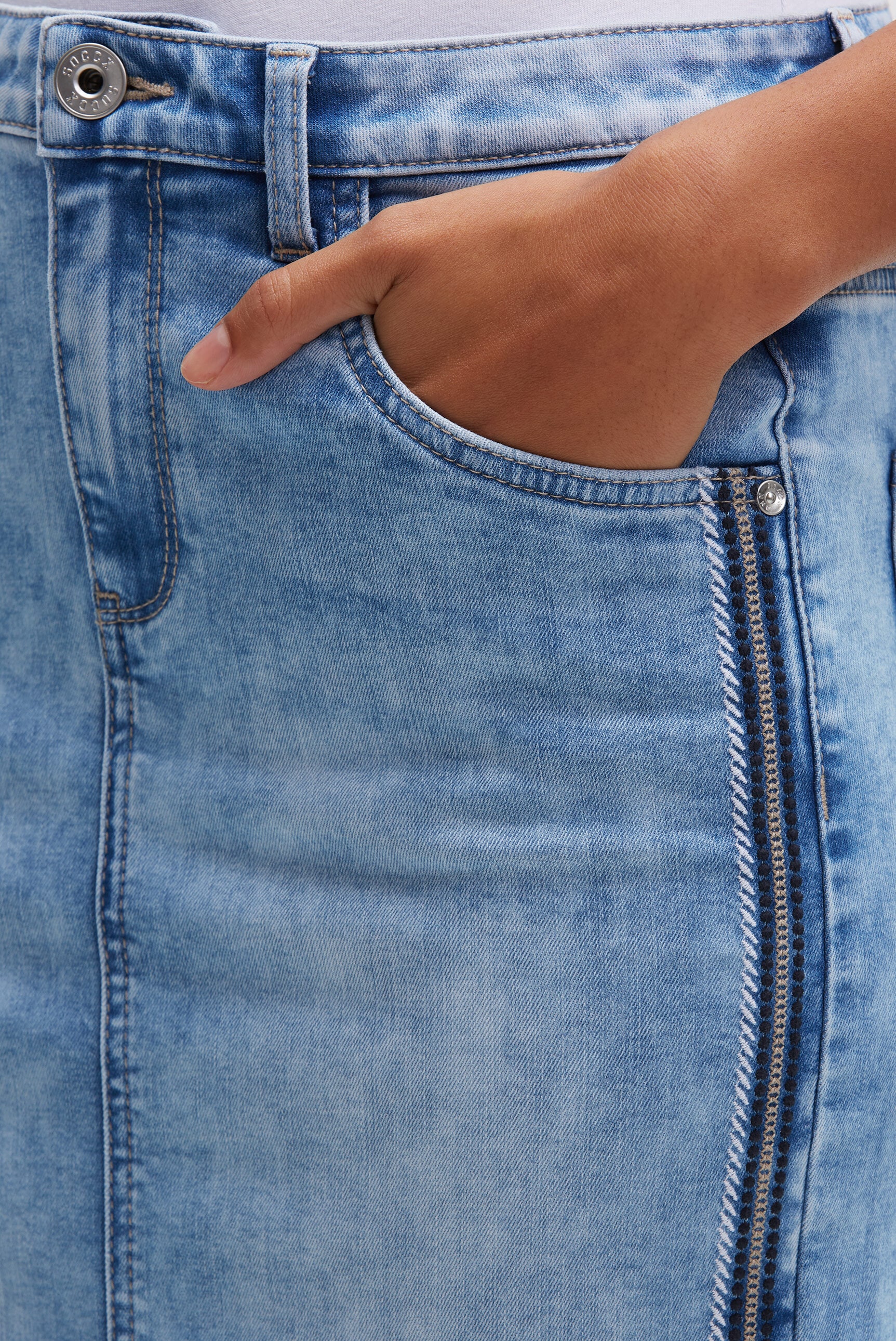 SOCCX Jeansrock mit Gehschlitz