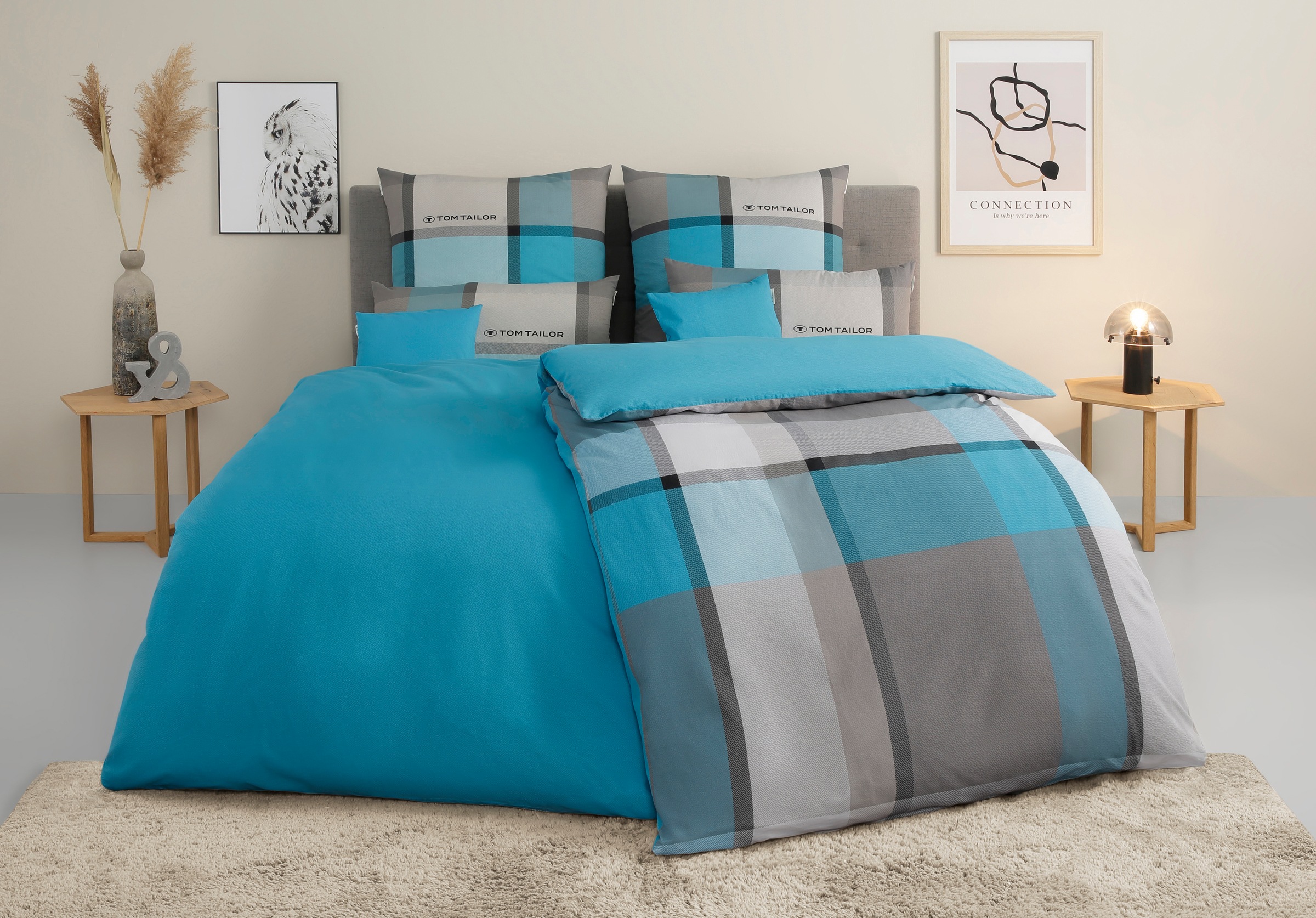TOM TAILOR HOME Bettwäsche "Lenny in Gr. 135x200 oder 155x220 cm" 3 mit GRATIS-Zugabe: Kissenhülle 1tlg., in Biber und Renforcé erhältlich