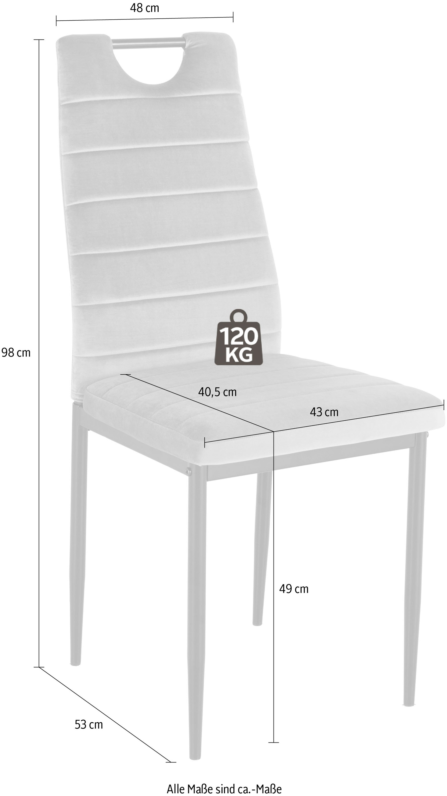 INOSIGN Esszimmerstuhl, (Set), 4 St., Samtstoff, (2 oder 4 Stück) mit  Samtbezug, Rückenlehne mit Griff zum Zurückziehen | BAUR