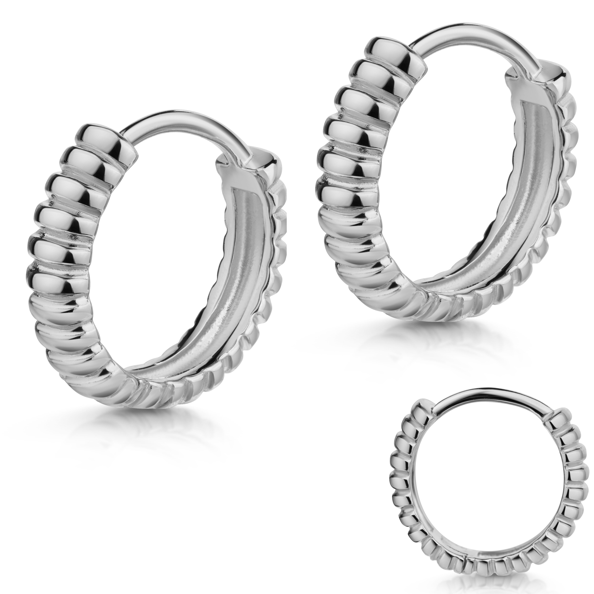 Firetti Paar Creolen »Schmuck Geschenk Silber 925 Ohrringe mit Rillenstruktur« Made in Germany