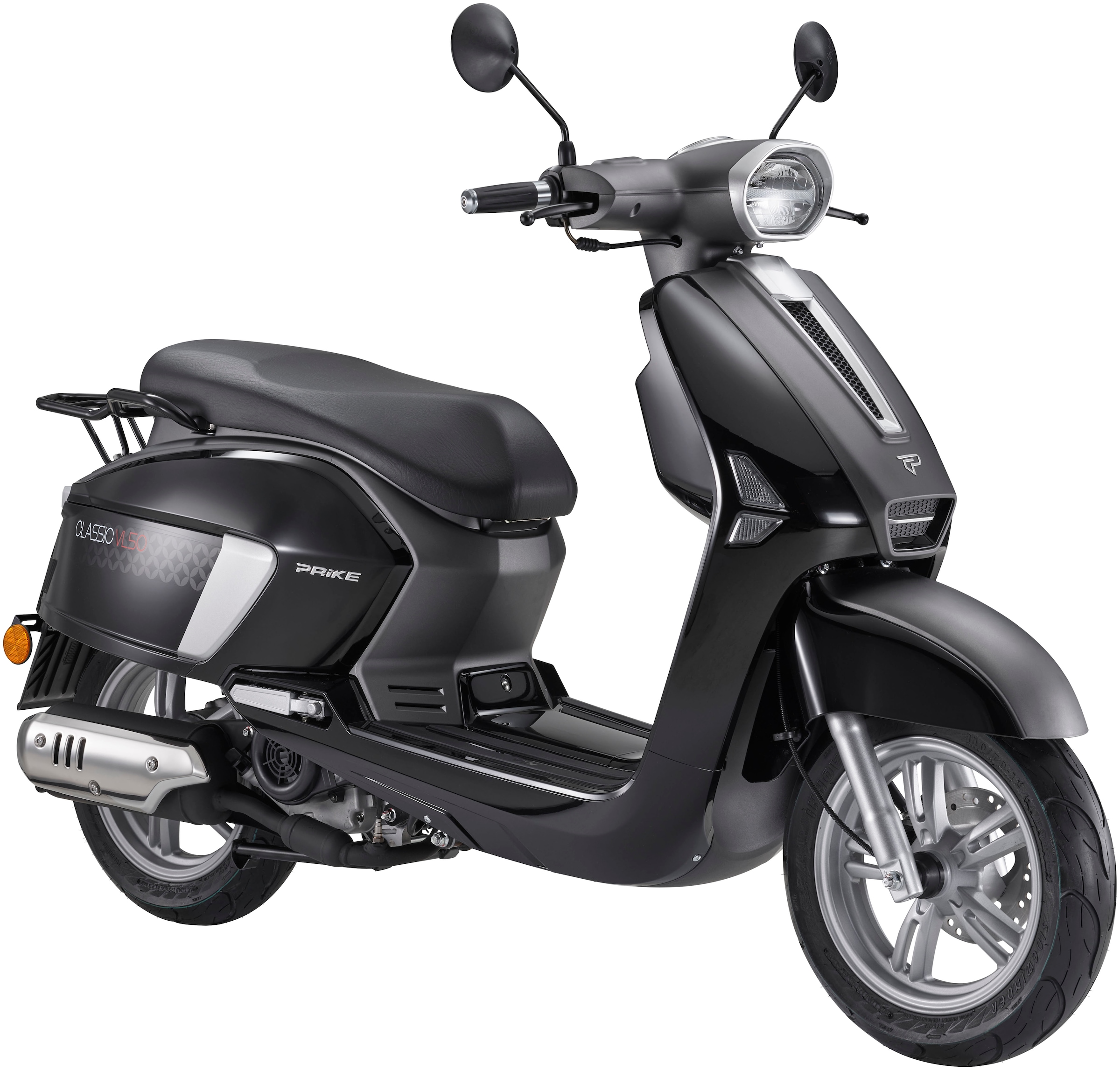 PRIKE Motorroller "Classic Roller VL50, (45km/h), 50 ccm", ohne Topcase, 45 km/hschwarz, Motorroller, Kraftstoffeinspritzung (EFI), Lenkerschloss,