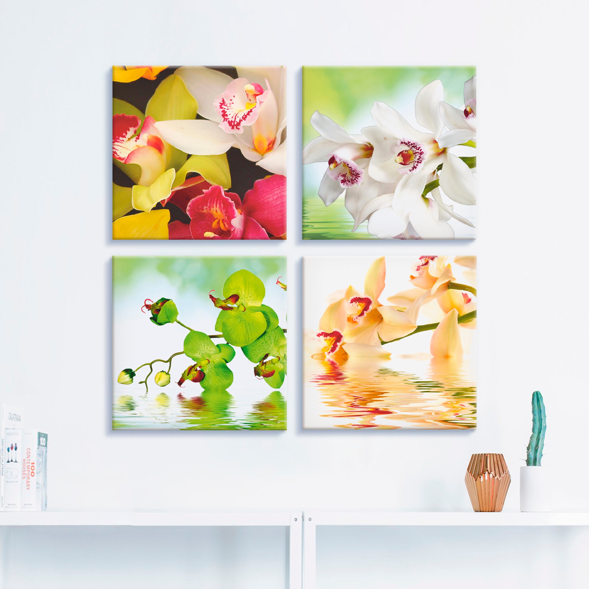 Artland Leinwandbild »Orchideen Blumen«, Blumen, (4 St.), 4er Set, verschiedene Größen