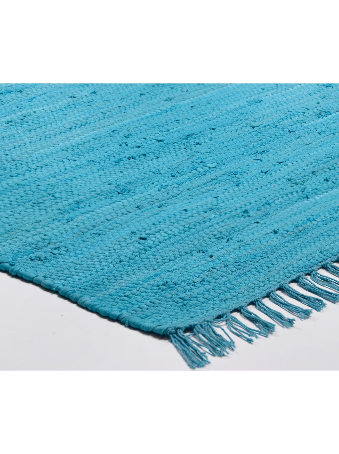 Theko Handwoven Cotton Rug Turquoise 70x140cm 3