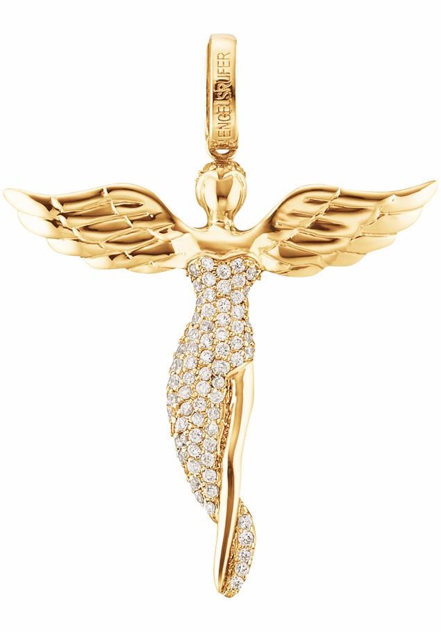 Engelanhänger »Bright like a diamond, ENGEL MIT STEIN GOLD PLATED, ERP-ANGEL-SG«, mit...