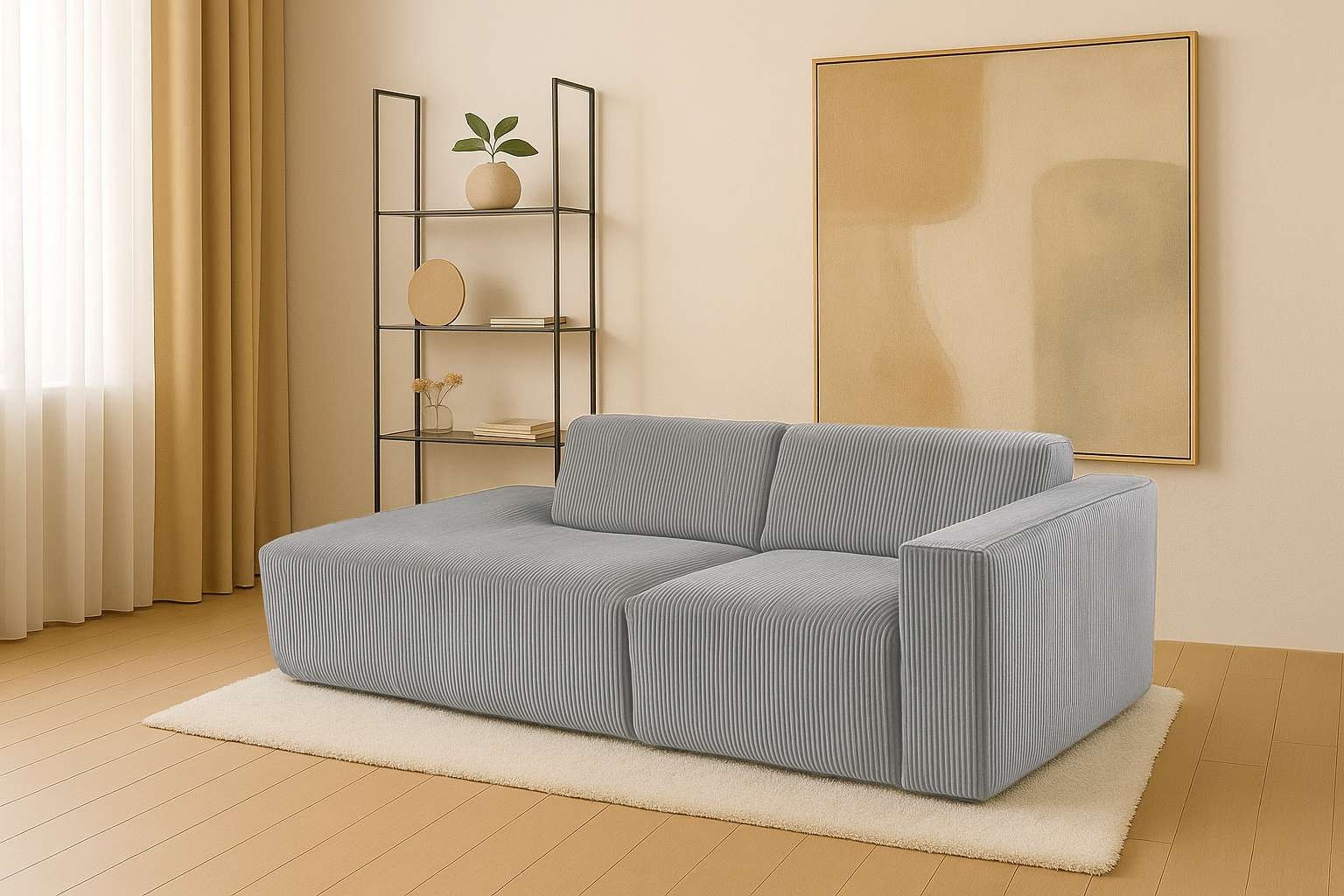 Home affaire 2-Sitzer "Noord mit Kedernaht, Breite 227 cm" Cord, Struktur, Webstoff, mit Wellenunterfederung, Massivholzrahmen
