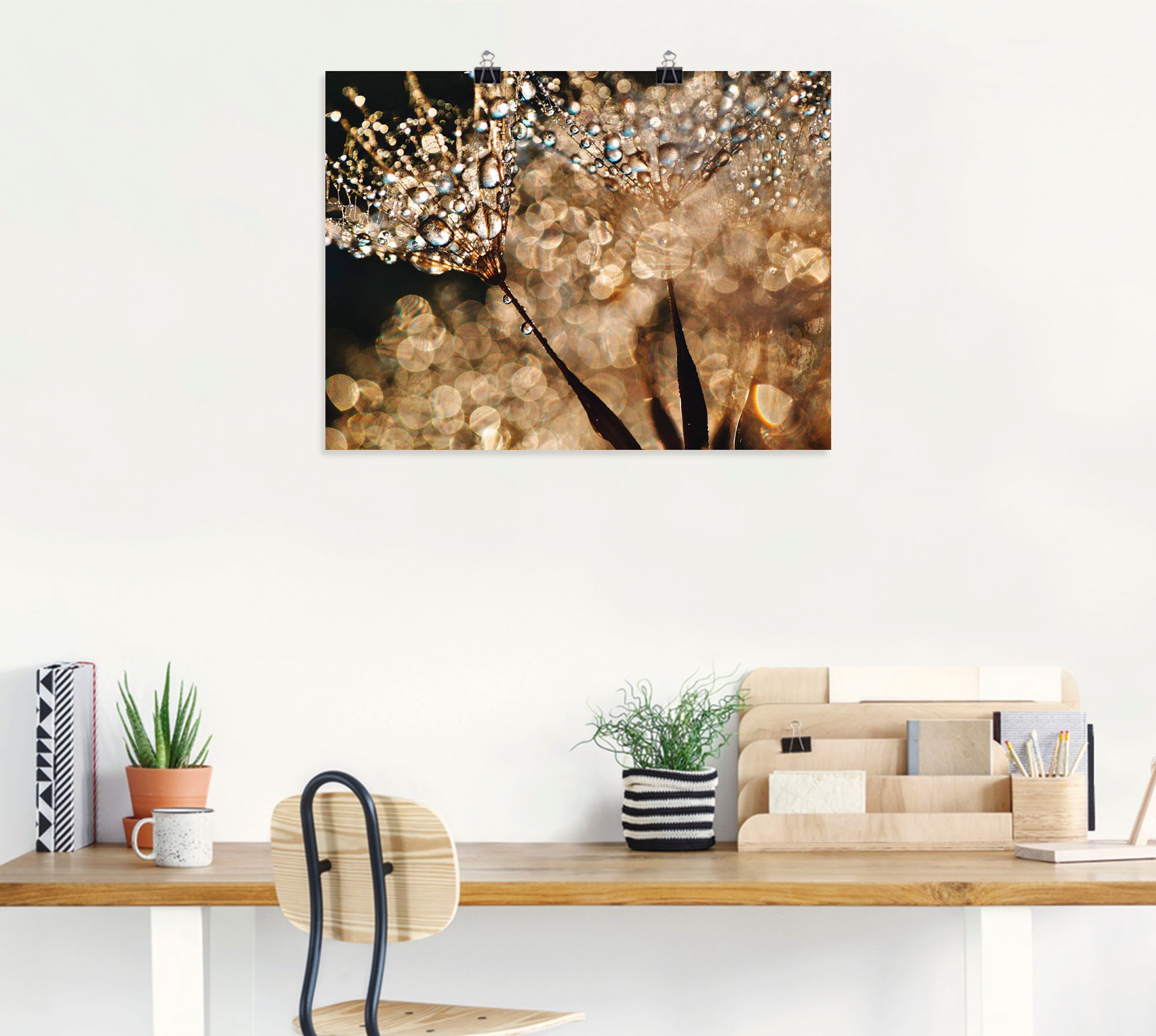 Artland Wandbild »Pusteblume Goldschimmer«, Blumen, (1 St.), als Alubild, Outdoorbild, Leinwandbild, Poster, Wandaufkleber