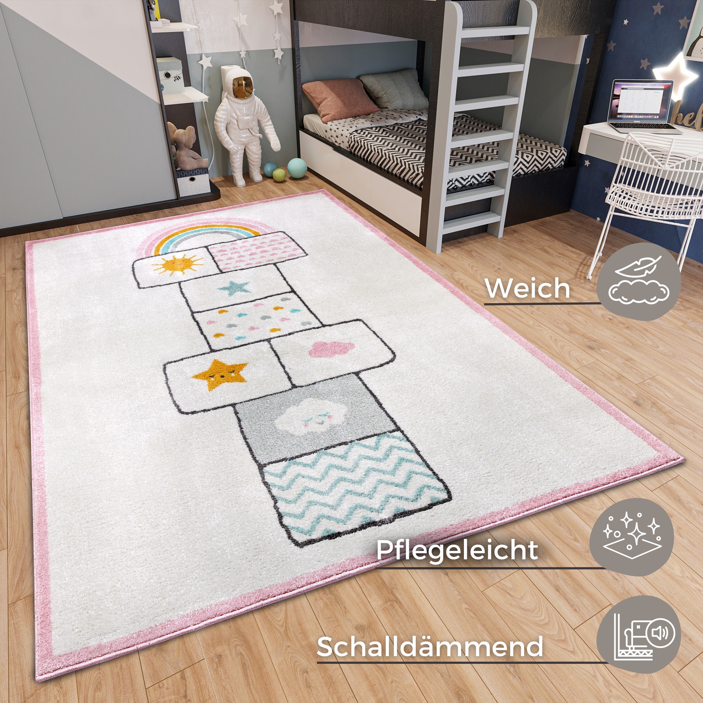 HANSE Home Kinderteppich »Adventures Bouncy«, rechteckig, 7 mm Höhe, Spielteppich, fest, Kinderzimmer, Kurzflor, Spielunterlage