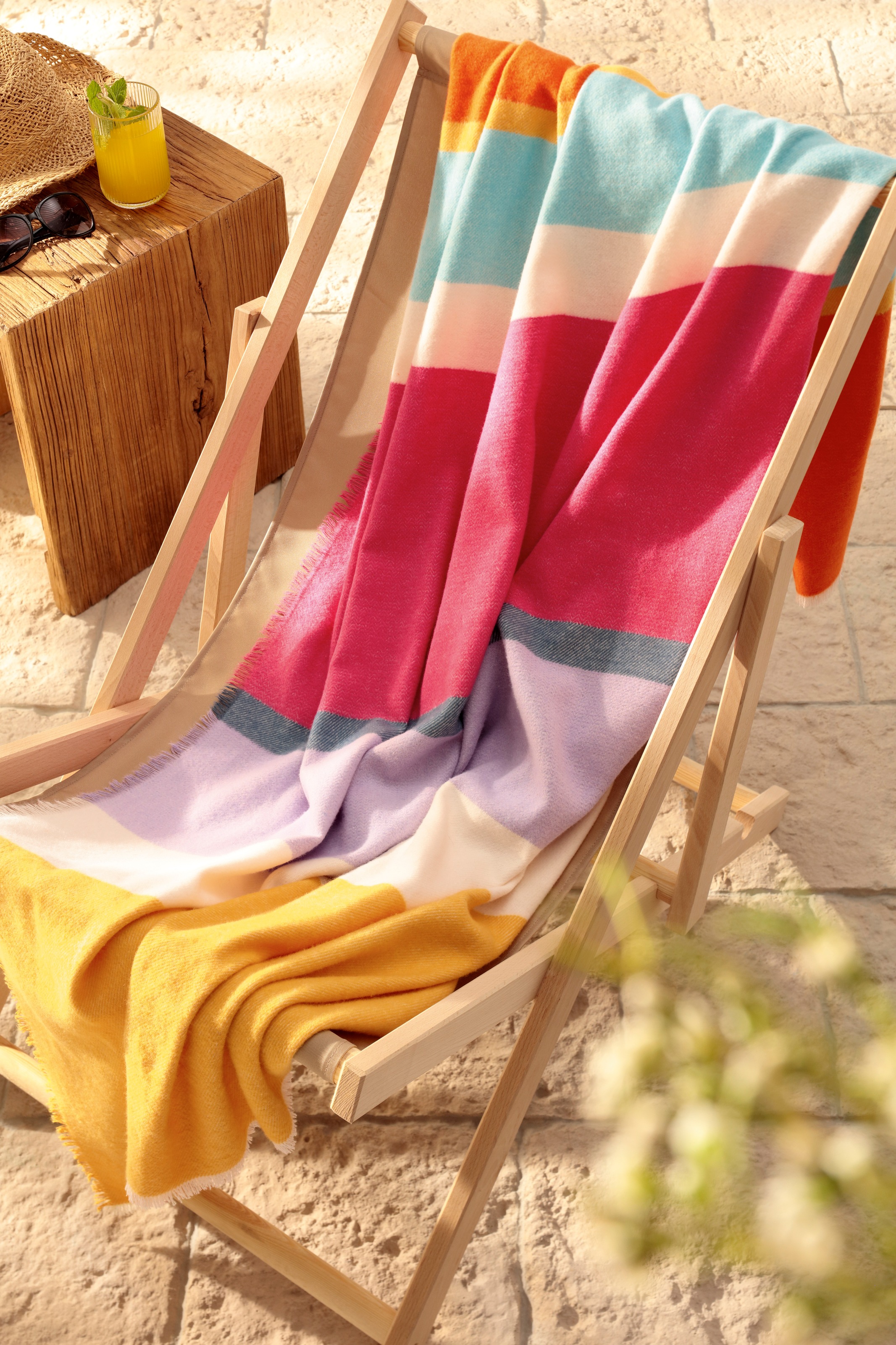 Biederlack Plaid "Plaid Summer" sommerliches Plaid mit Fransen