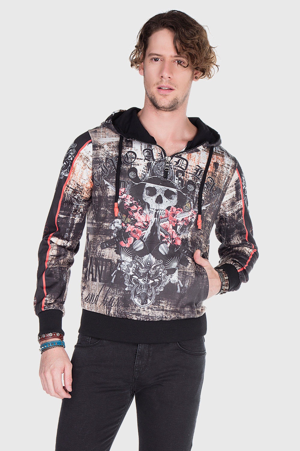 Cipo & Baxx Kapuzenpullover »Sweatshirt«, mit coolem Allover-Print