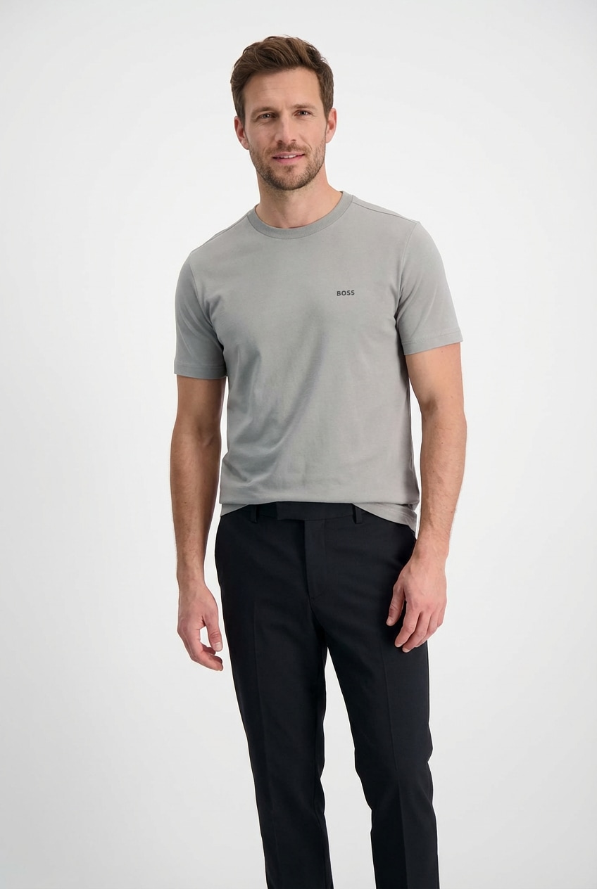 BOSS GREEN Rundhalsshirt "Tee" mit gummiertem Kontrast-Logo günstig online kaufen