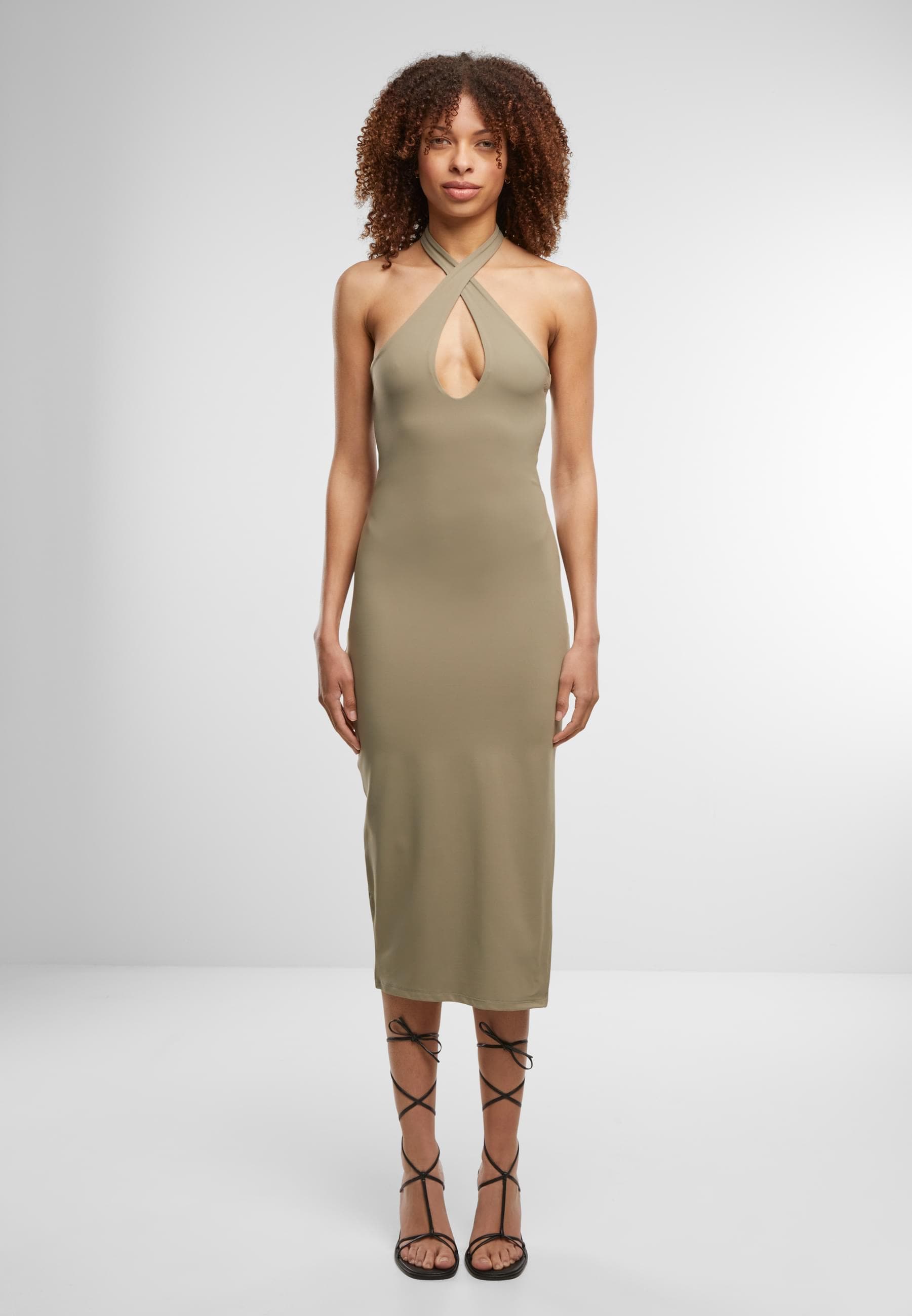 URBAN CLASSICS Shirtkleid »Urban Classics Ladies Crossed Neckholder Dress«, (1 tlg.)