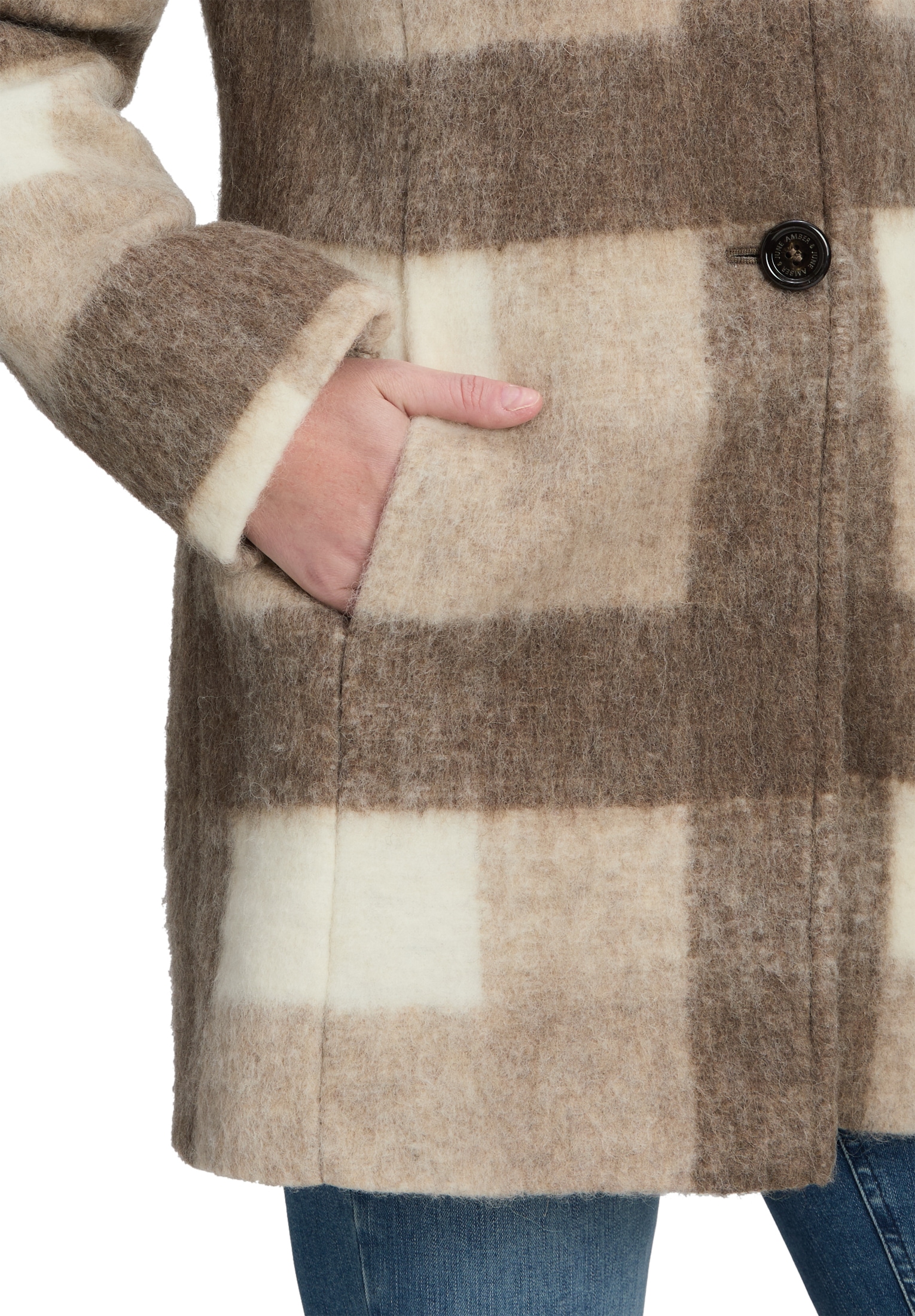 Amber & June Kurzjacke »Amber & June Damen Kurzmantel mit Kapuze«, mit Kapuze