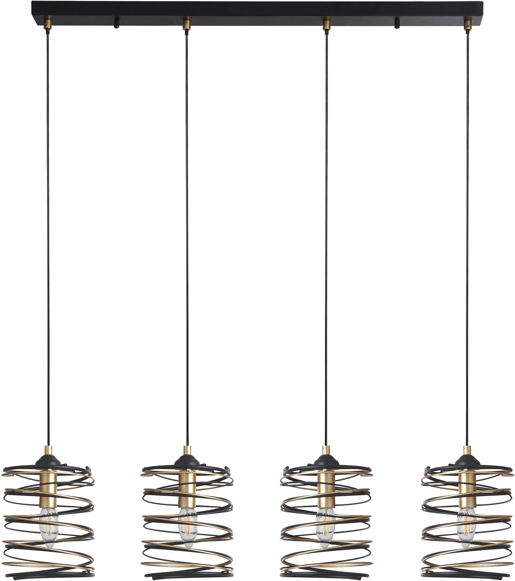 Searchlight Pendelleuchte »Spring 4Lt Pendelleuchte - Schwarzes und Goldenes Metall« E14 1 Stk.