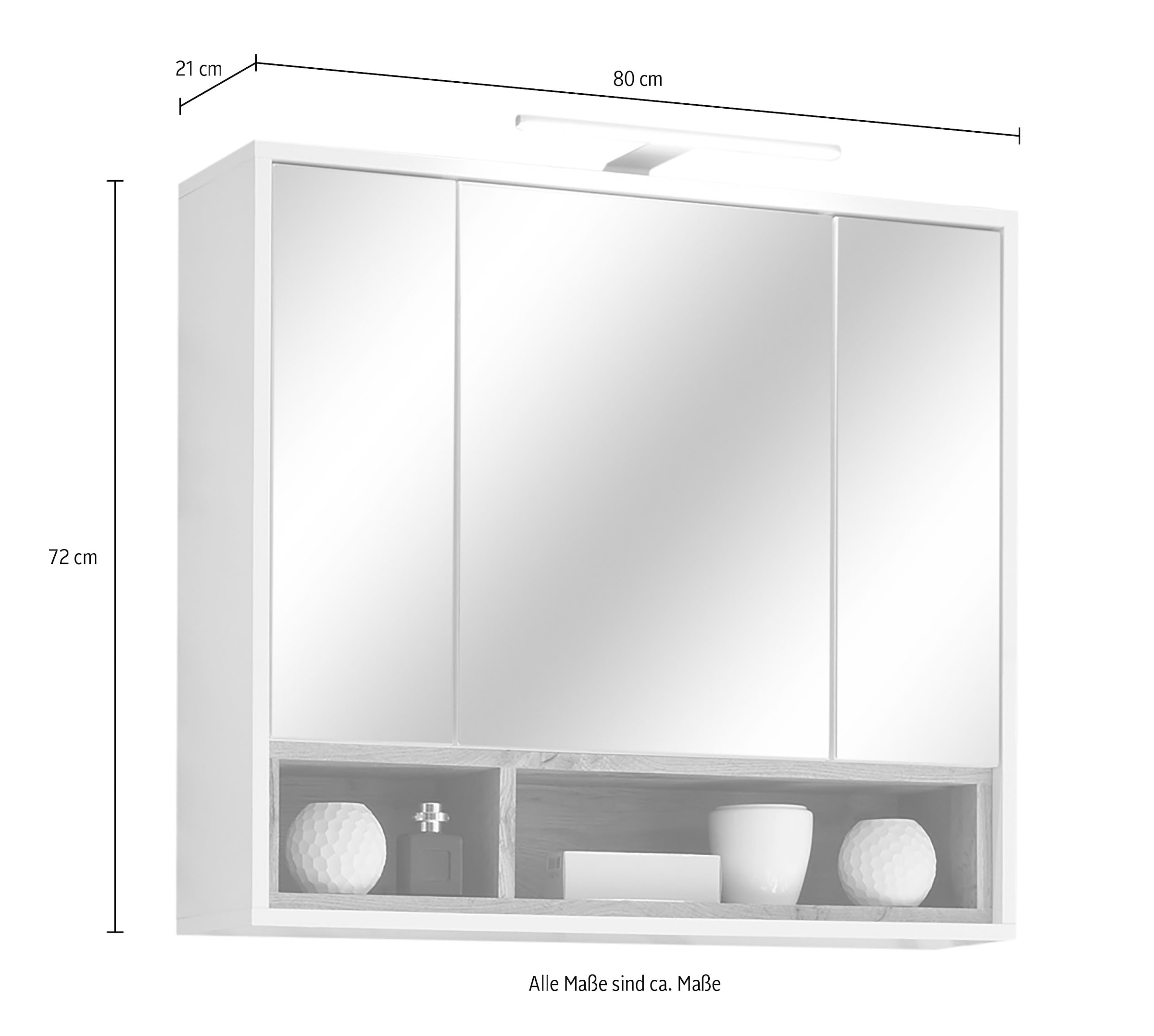 BASIC by Balculina Spiegelschrank »Mila, Badezimmerschrank BxHxT 80x72x21 cm«, (1 St.), Breite 80cm, Tür L/R monierbar, FSC-Mix 70%
