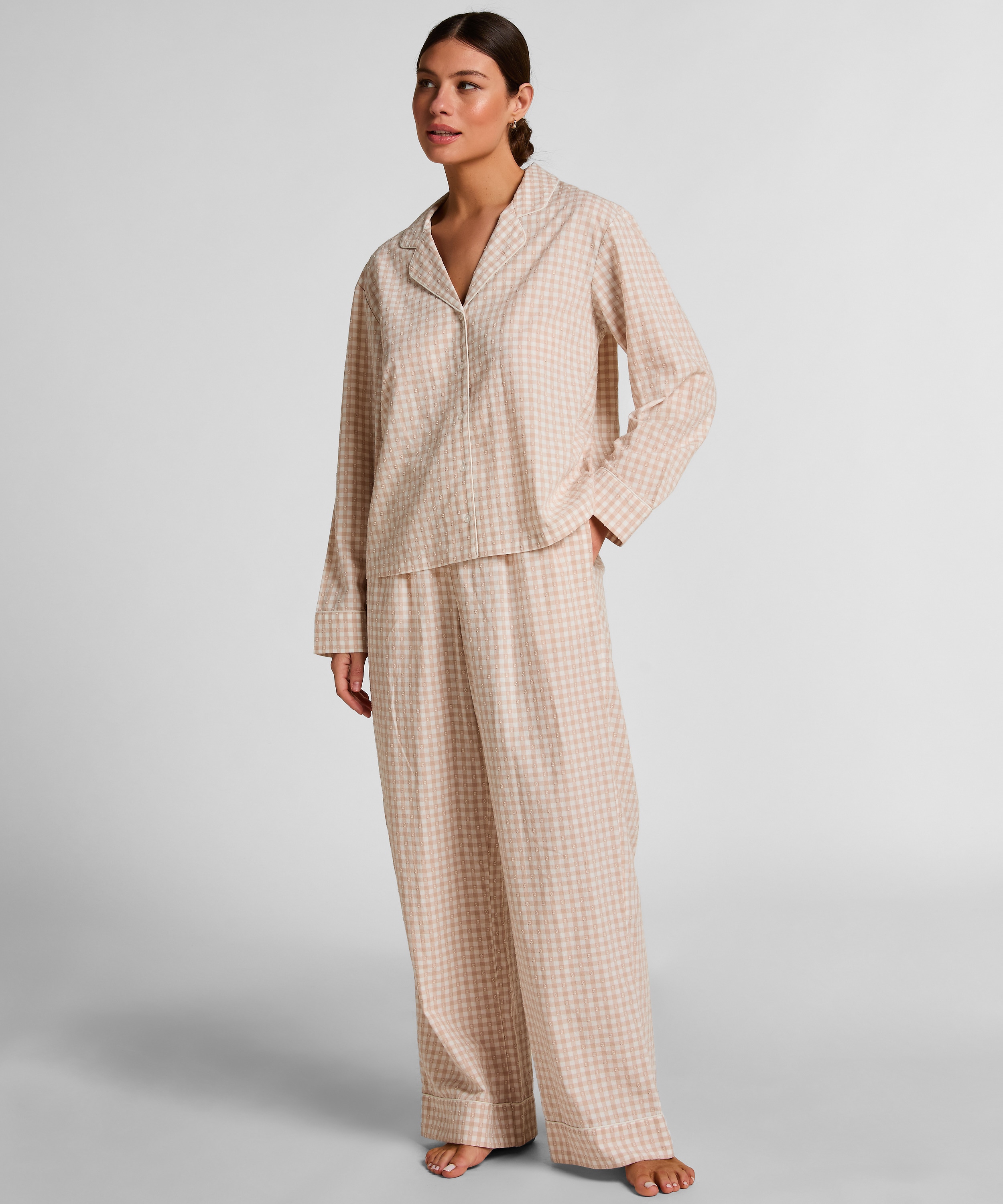 Hunkemöller Pyjama "Dobby Pyjamahose Gewebte Baumwolle"