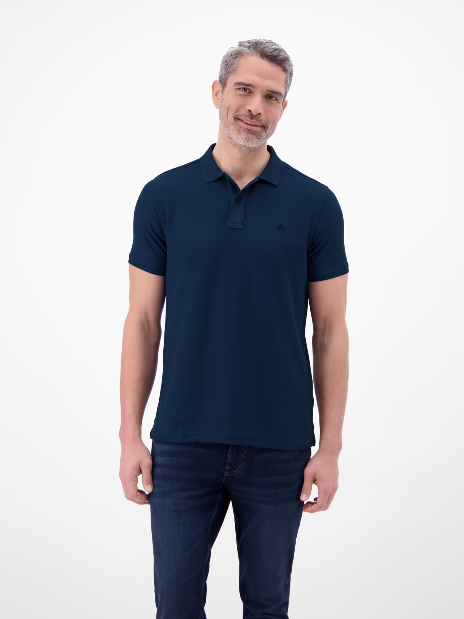 Poloshirt LERROS, Herren, Gr. L, storm blau, Single Jersey, Obermaterial: 60% Baumwolle, 40% Polyester, unifarben, normal hüftbedeckend, Rundhals, Shirts, mit Logo-Stickerei, kurzarm