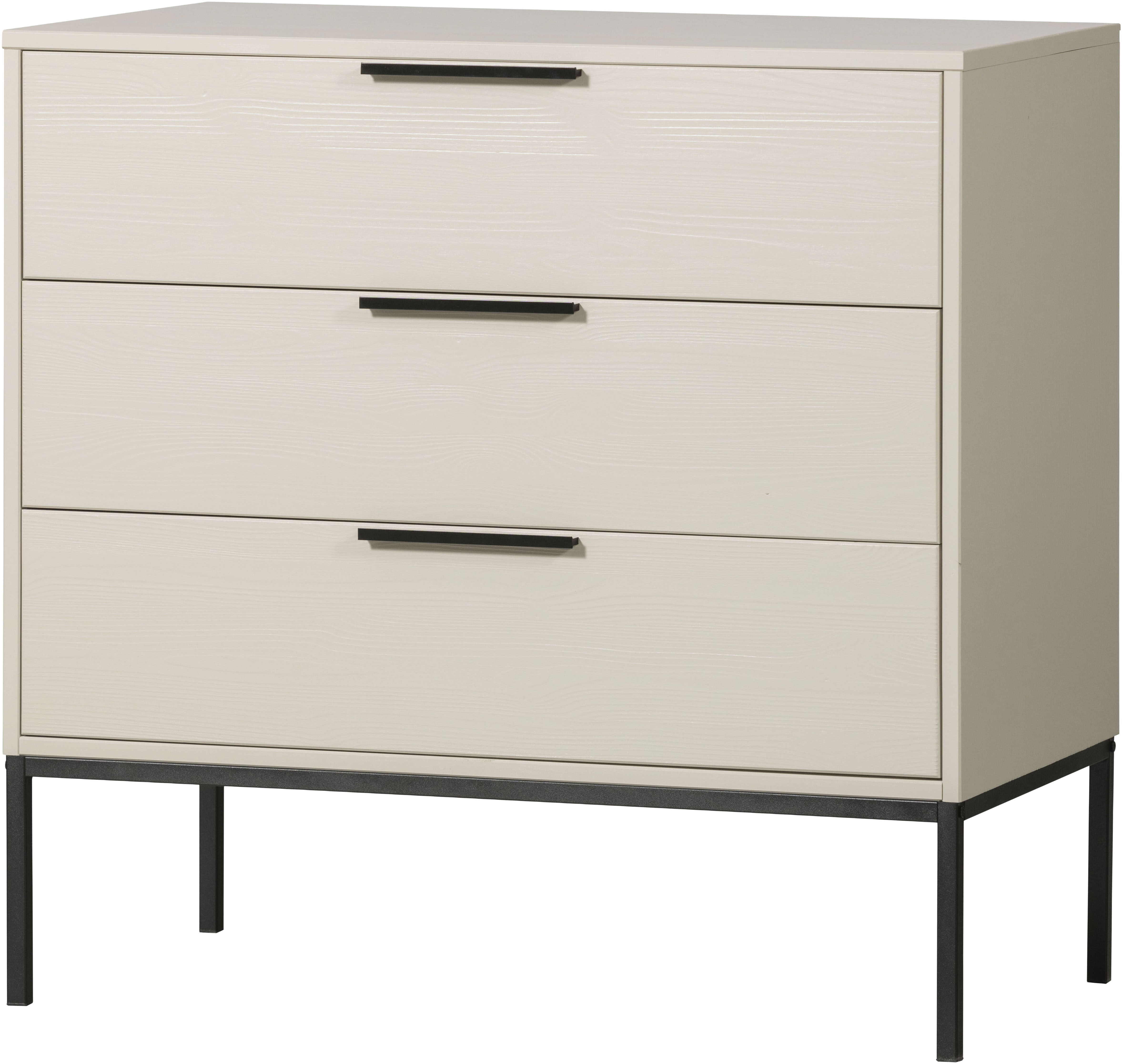WOOOD Kommode "Adam FSC-Kiefernholz gebürstet mit Metallgriffen, H93 x B94 x T52 cm" Tragkraft 15 kg pro Auszug, Schutzlackierte Oberfläche, Metallgestell