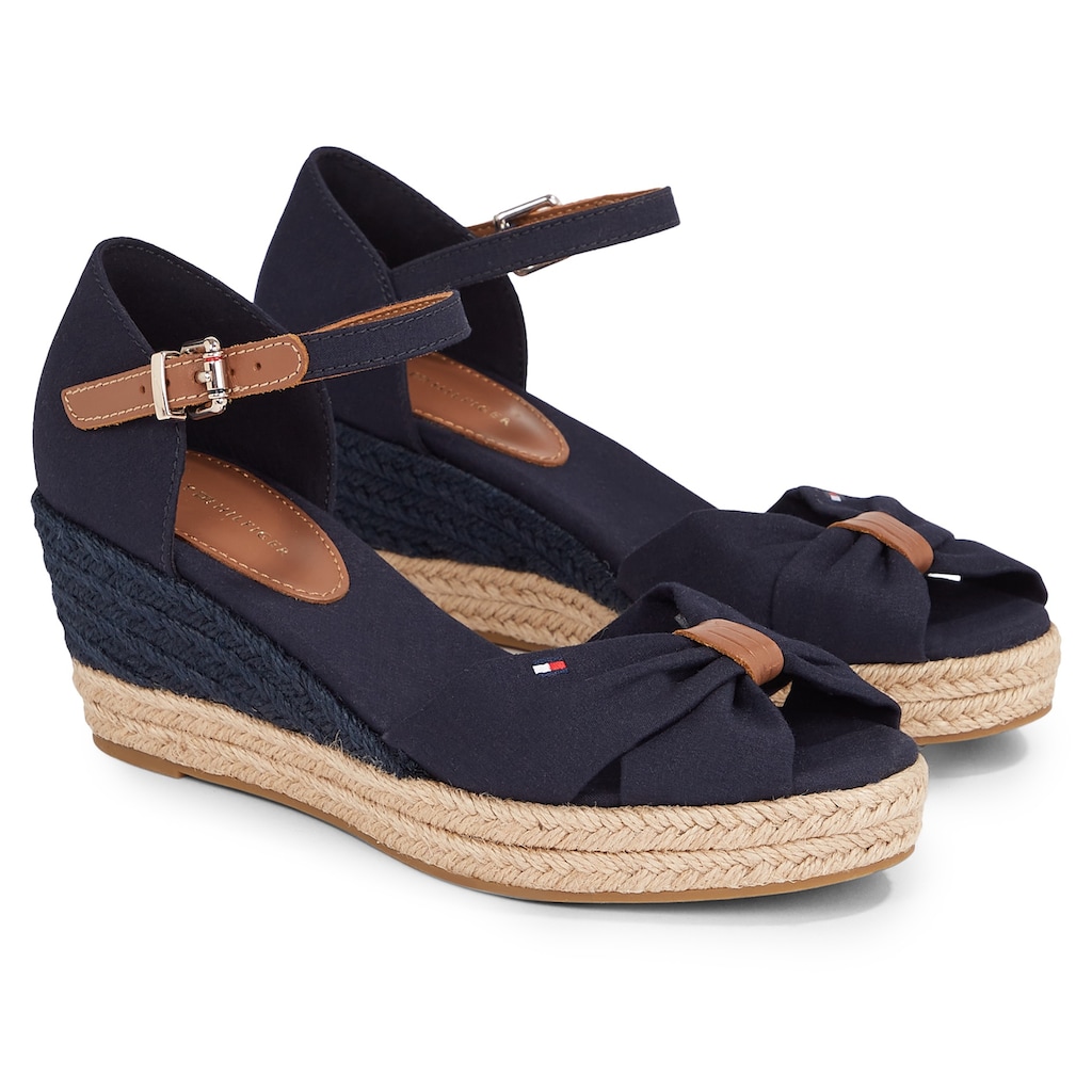 Tommy Hilfiger Keilsandalette »BASIC OPEN TOE MID WEDGE«, Sommerschuh, Sandale, Keilabsatz, mit geschlossener Fersenkappe