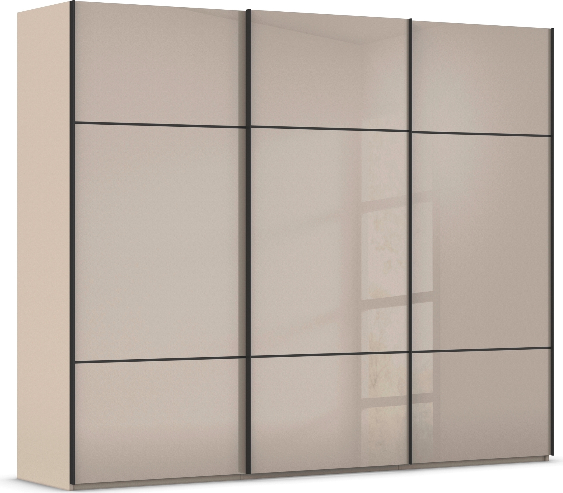 rauch "Kleiderschrank Schrank Garderobe Schlafzimmerschrank SCALE-TRIO" edle dreigeteilte Front mit 2 Zierleisten Glasfront MADE IN GERMANY