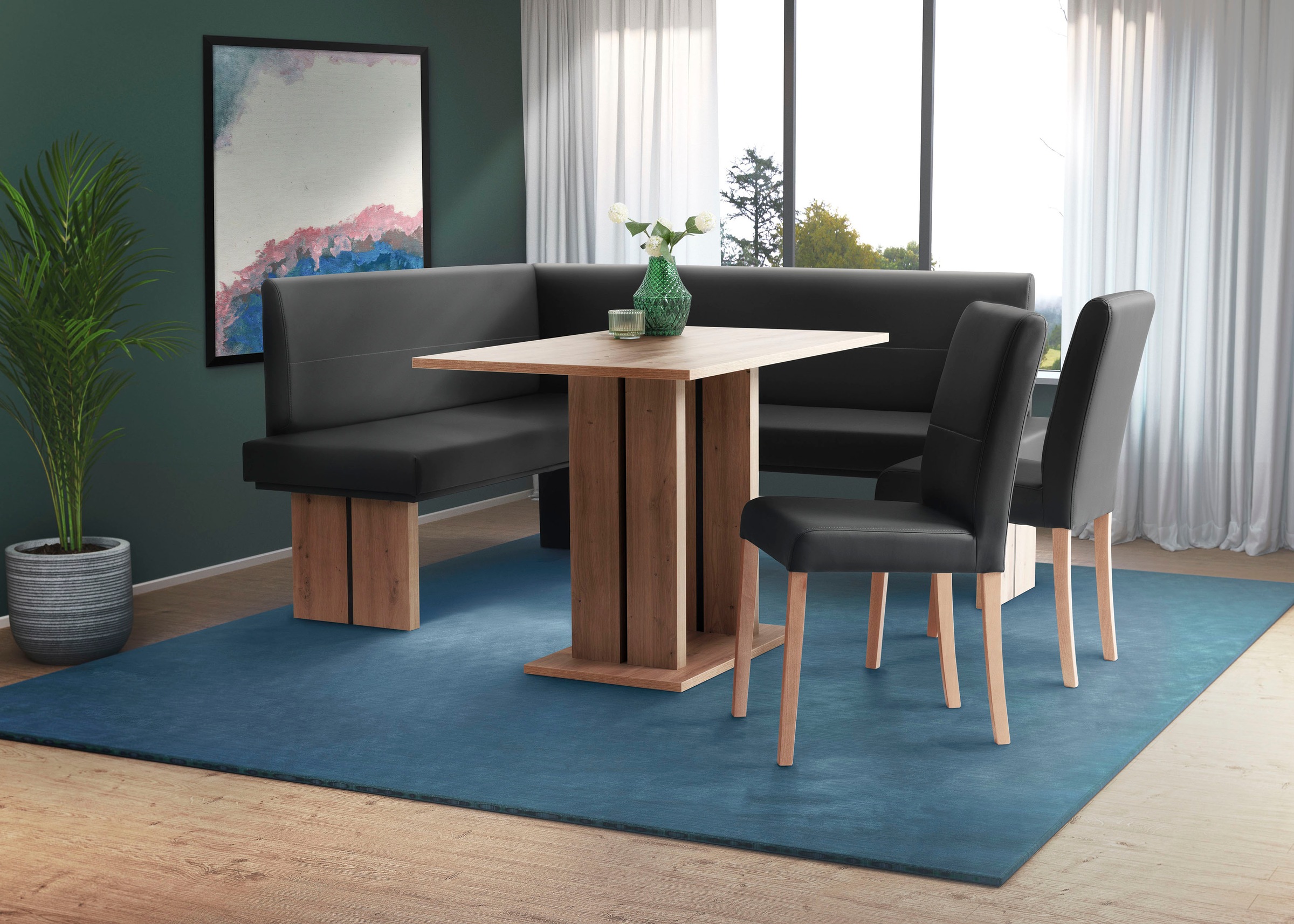 Home affaire Eckbankgruppe »Emma Essgruppe Esszimmer Küche«, (Set, 4 tlg., Eckbank 2 Stühle 1 Tisch), Eckbank Tisch Stühle Landhaus