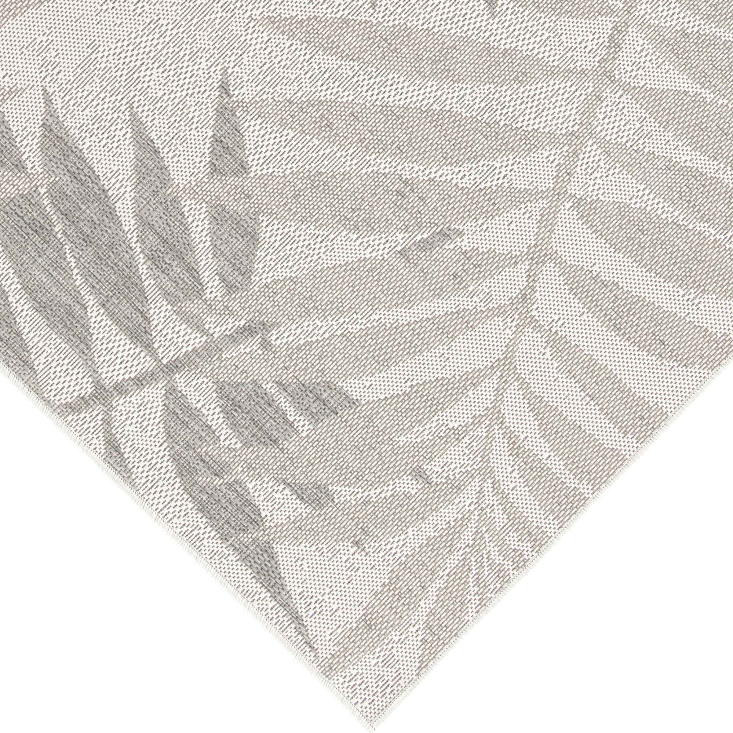 Teppich "Outdoorteppich RENEW - Leaves", grau (hellgrau,beige), B:120cm H:4mm L:170cm, Polyester, PRIMAFLOR-IDEEN IN TEXTIL, Teppiche, Teppich, Flachgewebe, Blätter, In- und Outdoor geeignet, Balkon & Terrasse 3