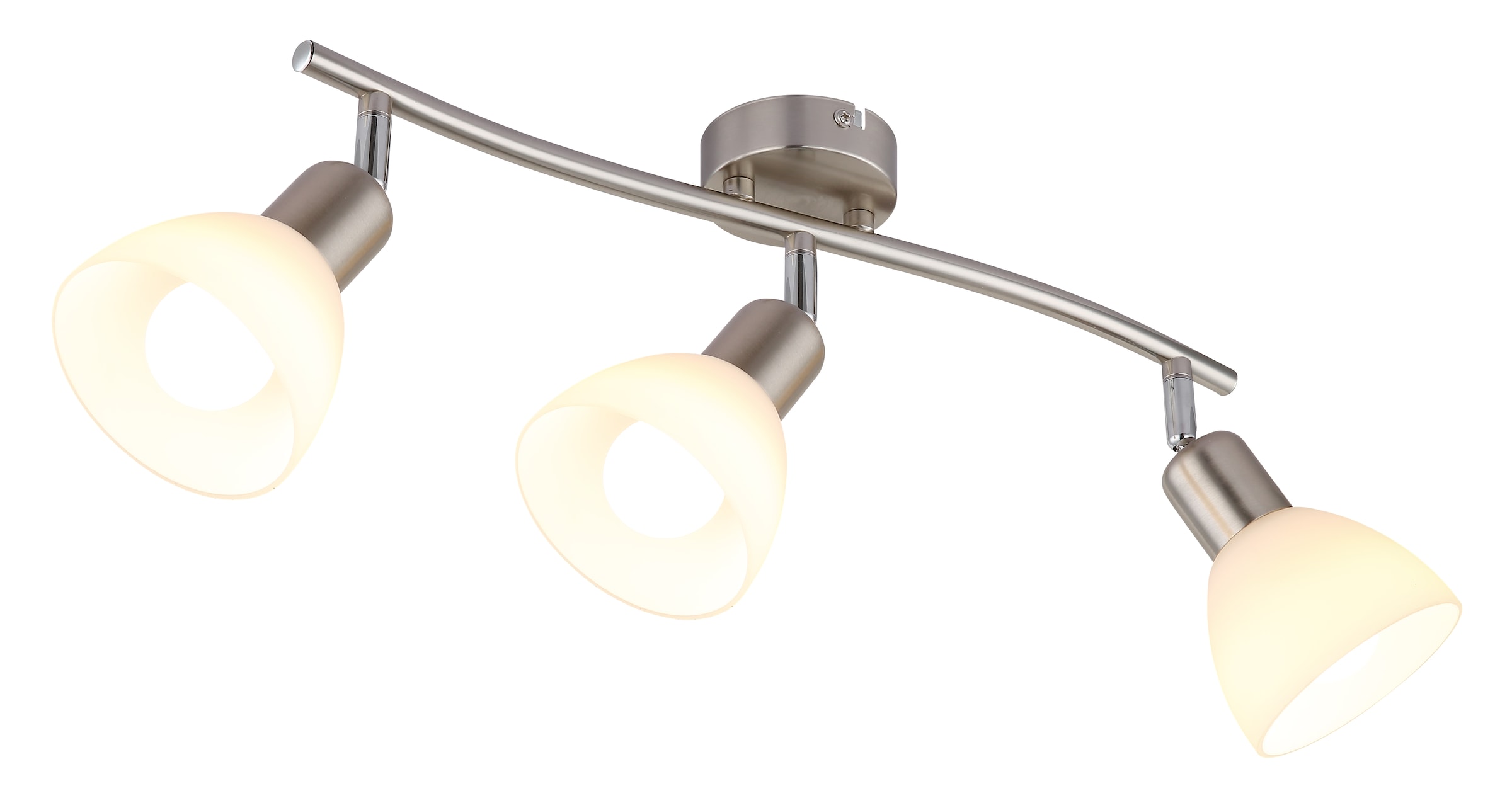 NOWA Deckenspot »MALTE« E14 1 Stk. Warmweiß Strahler Metall Nickel matt, Glas opal, inkl. 3x E14 LED, 430lm Output