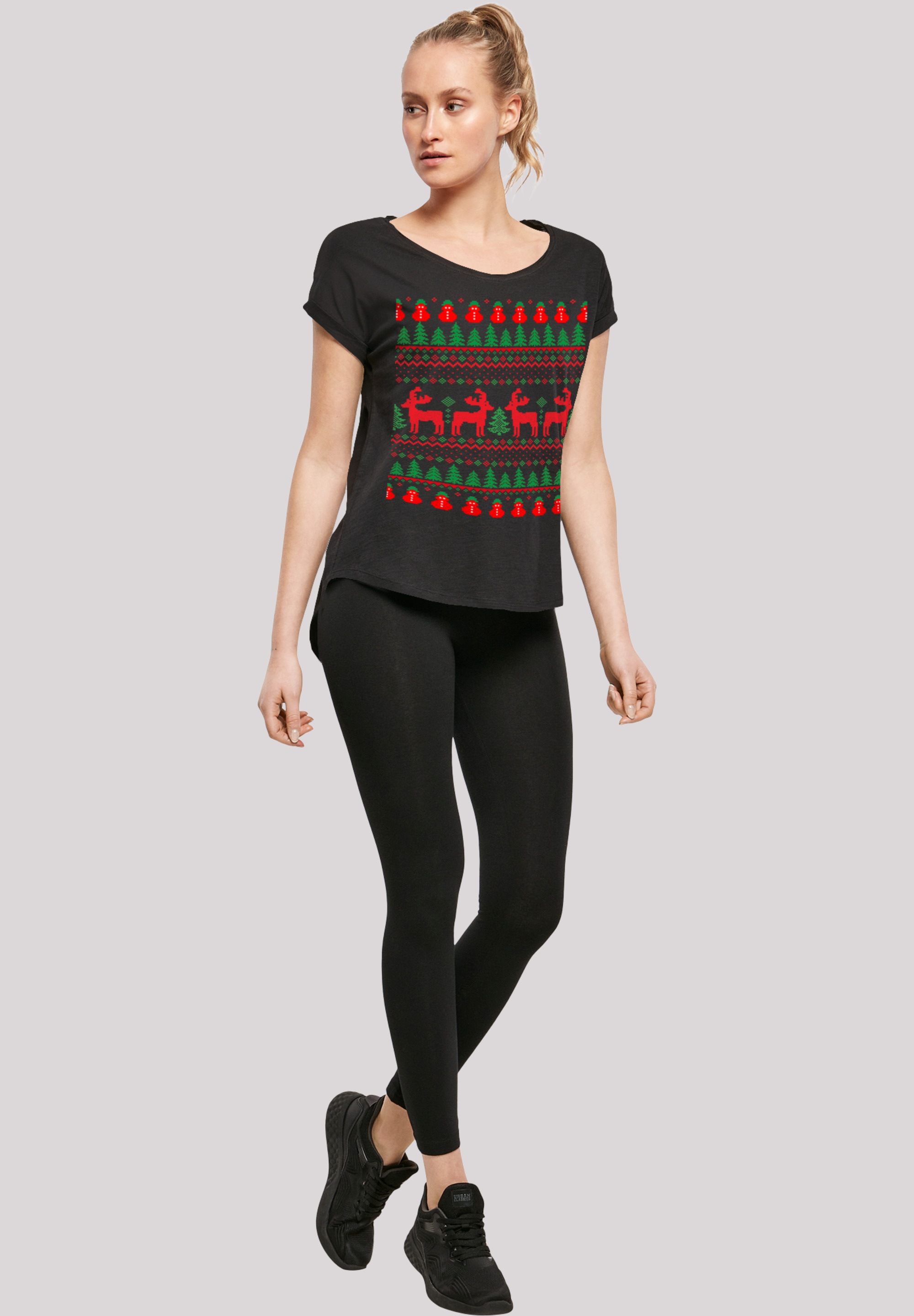 F4NT4STIC T-Shirt »Christmas Reindeers Weihnachten Muster«, Print