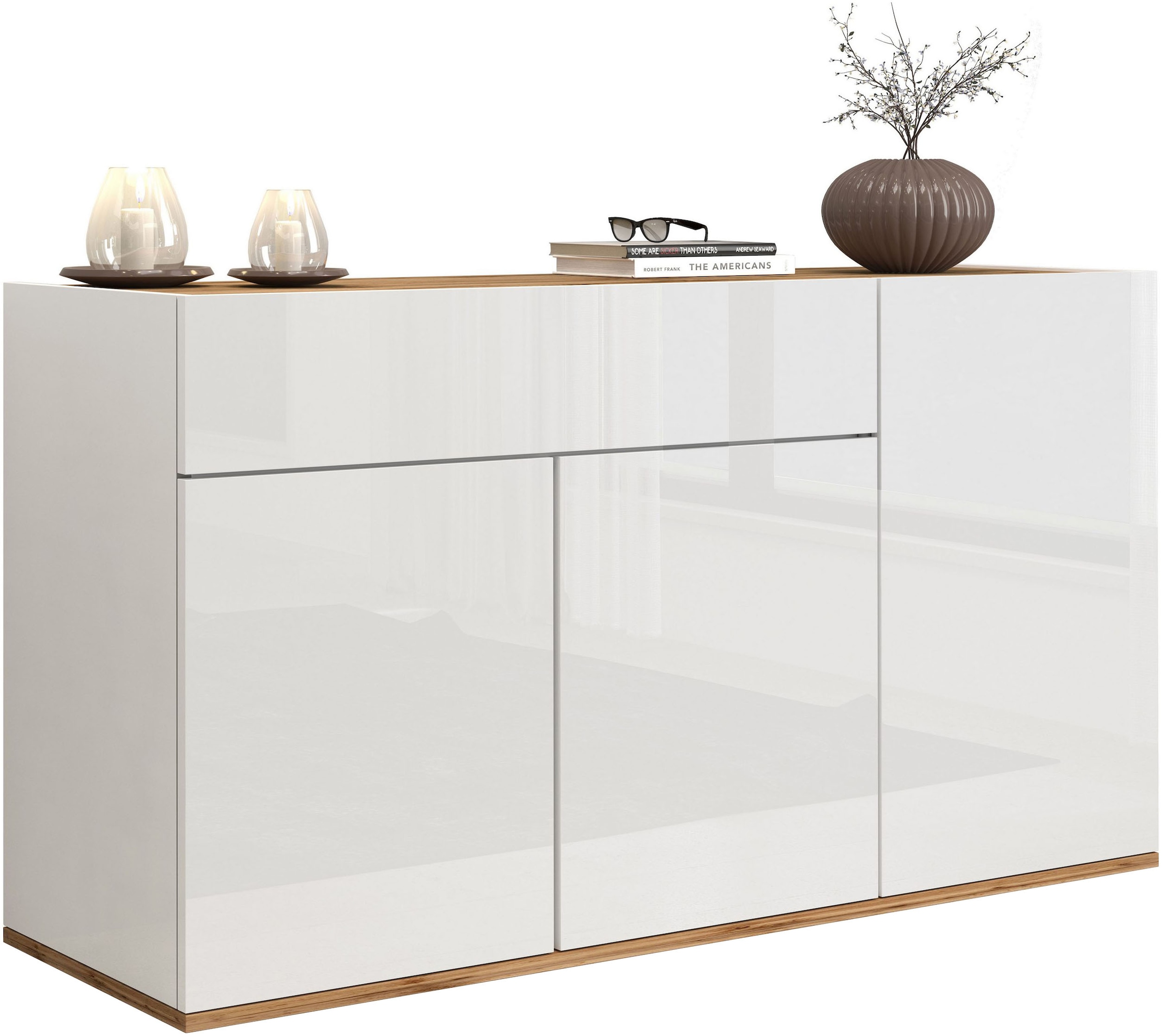 INOSIGN Sideboard »Garda, Kommode, Schrank, Kredenz«, 3 Türen, 1 Schublade, grifflos Breite 120,1 cm