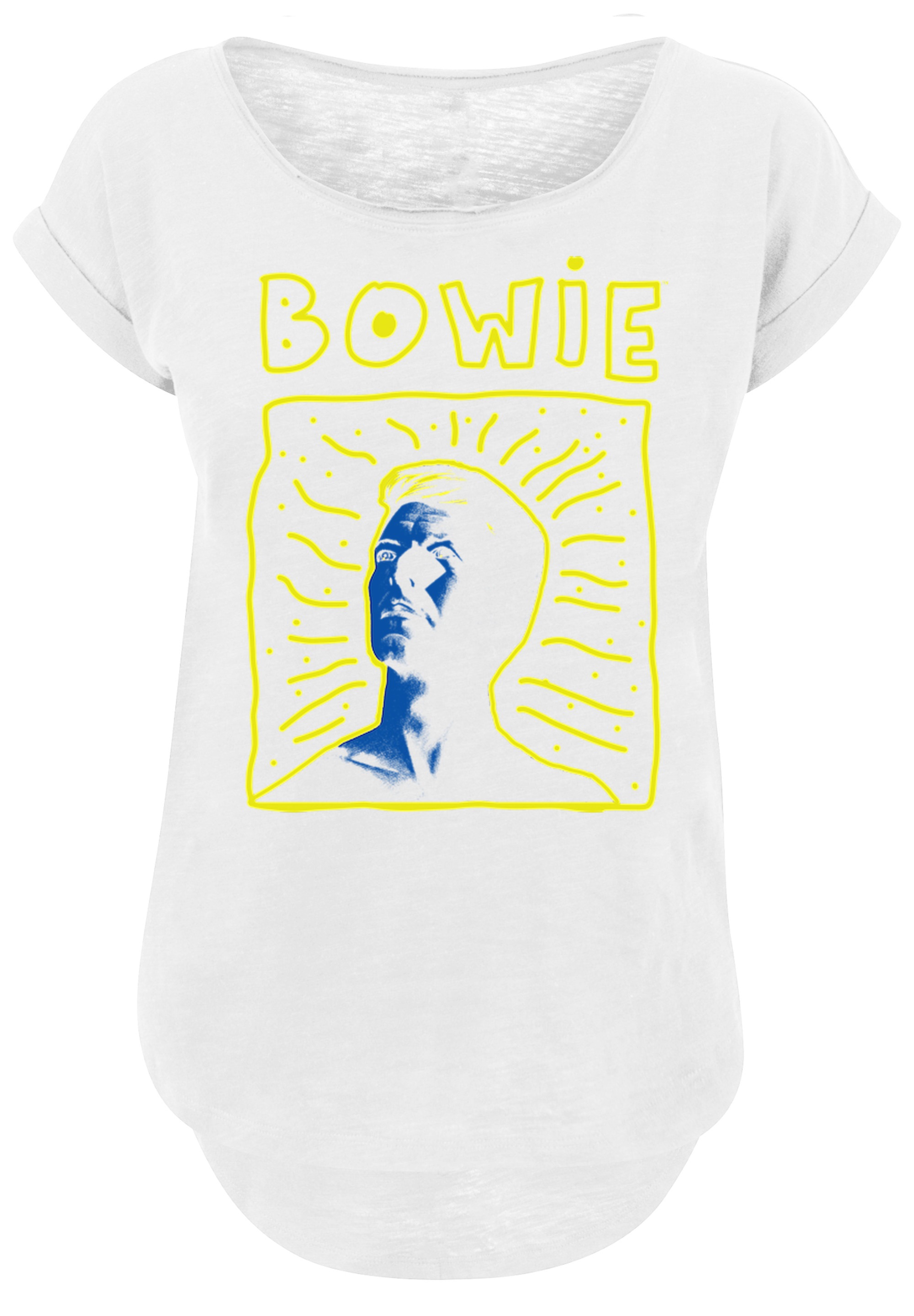 F4NT4STIC T-Shirt »Long Cut T-Shirt David Bowie 90s Frame«, Damen,Premium Merch,Lang,Longshirt,Bandshirt