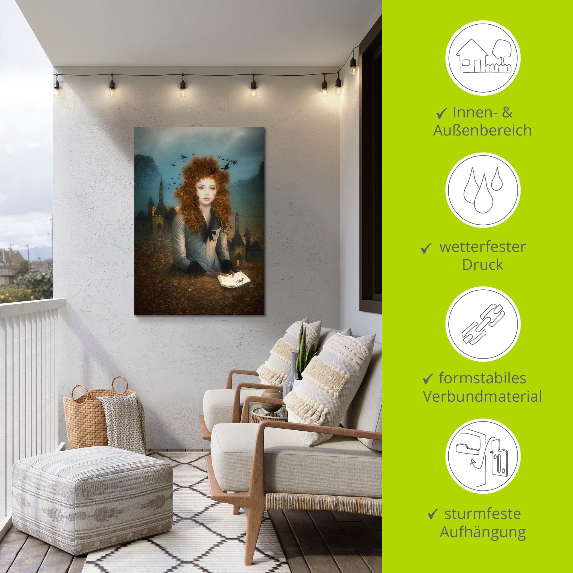 Artland Wandbild »Abendlektüre«, Dark Fantasy, (1 St.), als Alubild, Outdoorbild, Leinwandbild in verschied. Größen
