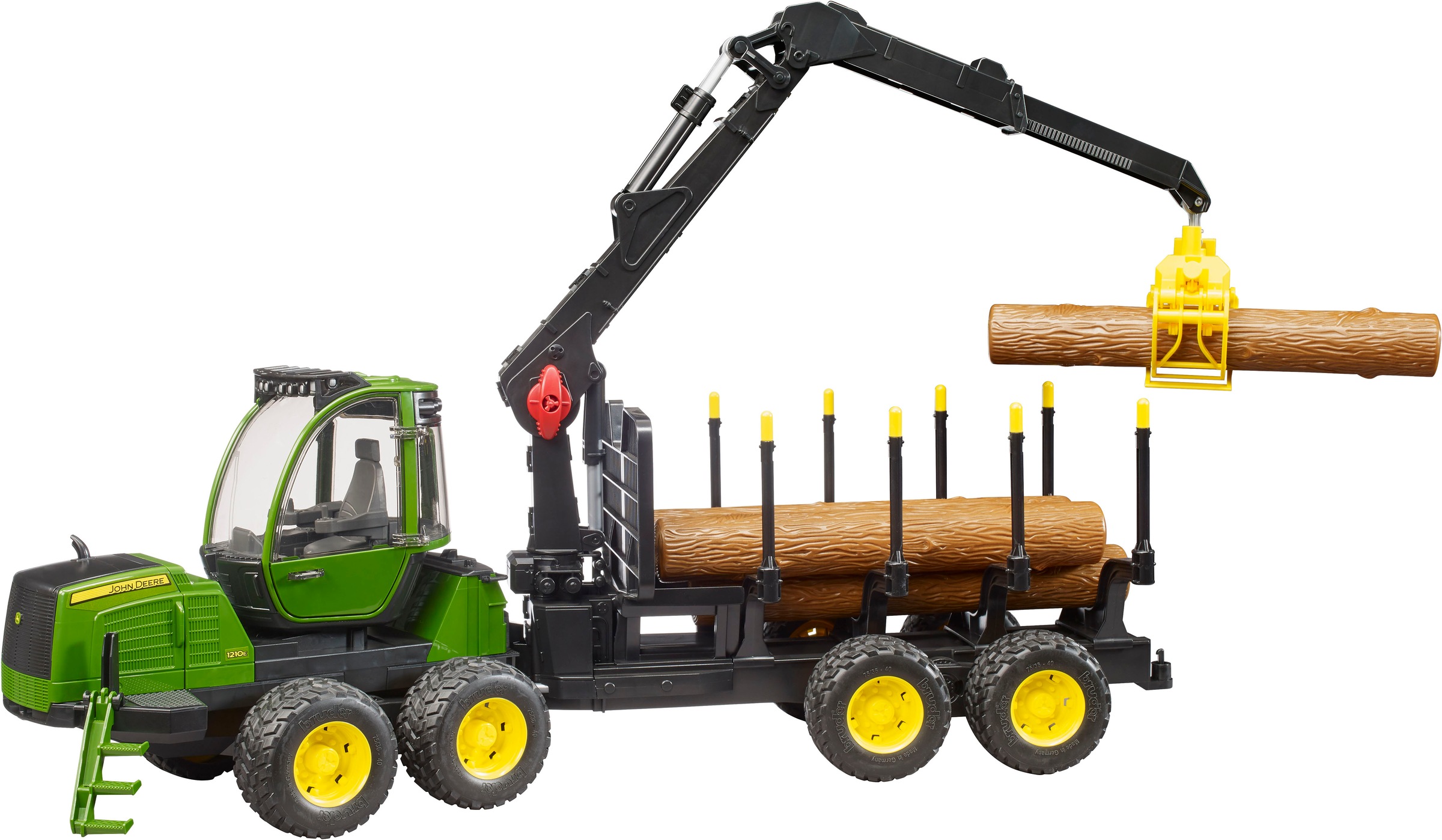 Bruder® Spielzeug-Traktor »John Deere 1210E Rückezug m.Holzgreifer/Baumstämme (02133)«, Made in Europe