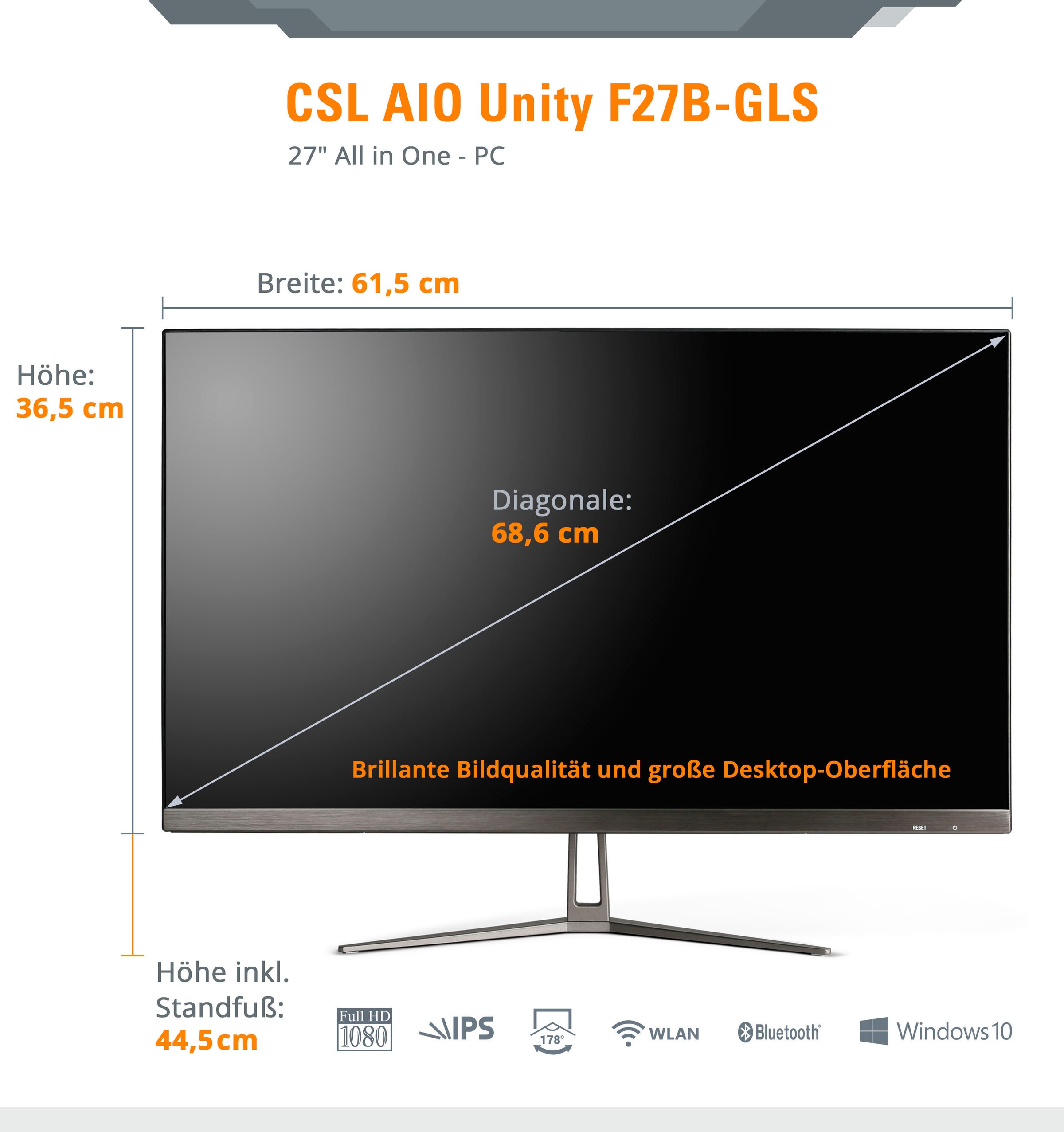CSL All-in-One PC »Unity F27-GLS mit Windows 10 Home«